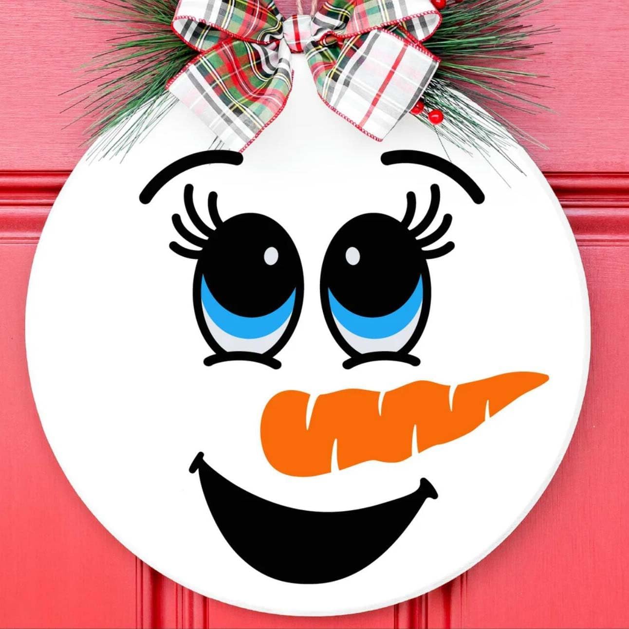 Christmas Stencils for Painting on Wood 12” Christmas Stencil Xmas Holiday Stencil Round Believe Snowman Templates for Porch Door Decor