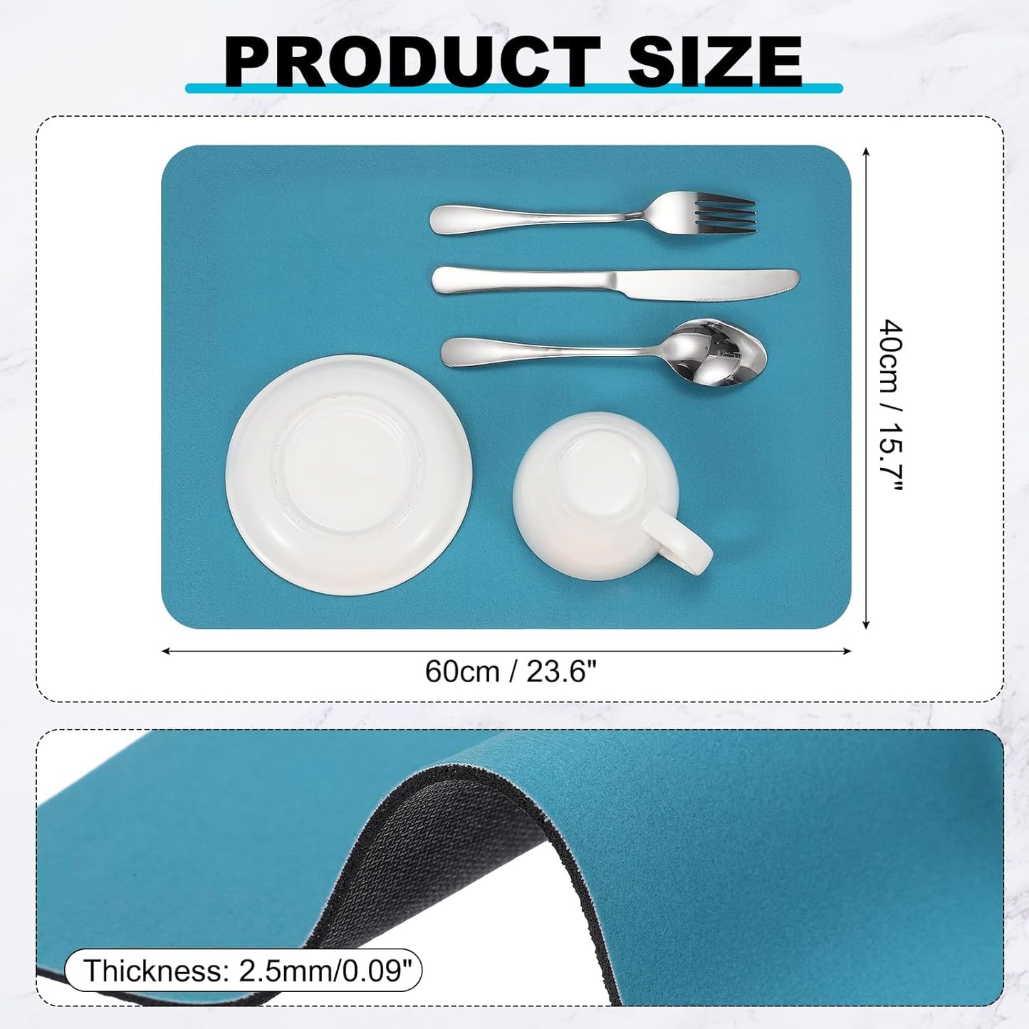 uxcell Silicone Mats for Kitchen Counter, 23.6" x 15.7" Non-Slip Countertop Protector Mat Heat Resistant Coffee Mat Waterproof Table Placemat, Navy Blue