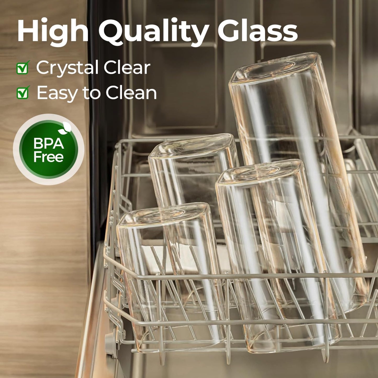 ComSaf 1.2 Qt Rectangle Glass Storage Containers with Lids, Glass Jars with Bamboo Lids, Clear Food Storage Jar, Sugar Coffee Containers, Pantry Container for Pasta Tea Candy Nut