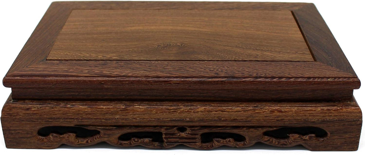 CVHOMEDECO. Primitives Rustic Rosewood Rectangle Display Stand Vase Pot Base Fishbowl Pedestal Stand. (9-1/2 Inch)