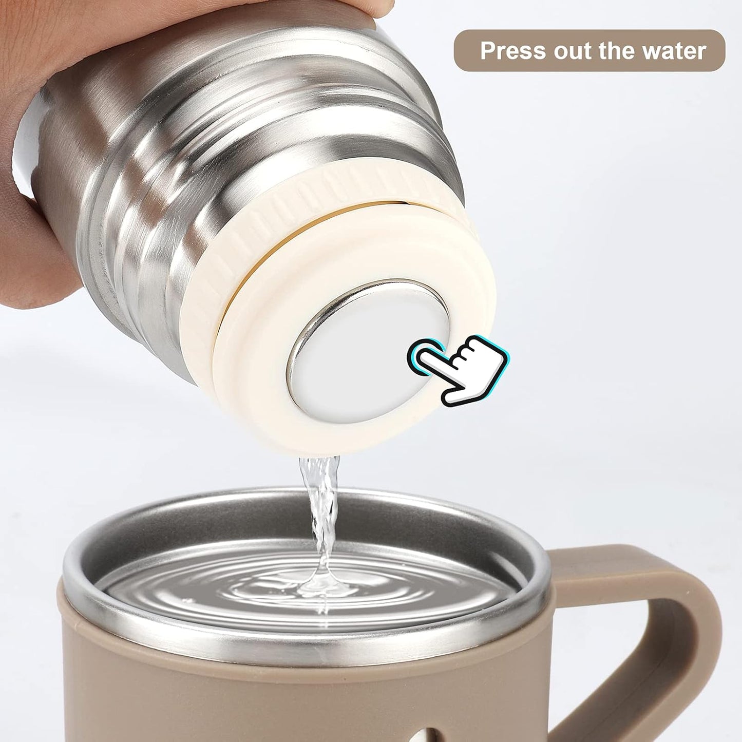 Stainless Steel Thermo 500ml/16.9oz Vacuum Insulated Bottle with Cup for Coffee Hot drink and Cold drink water flask.(Brown,Single)