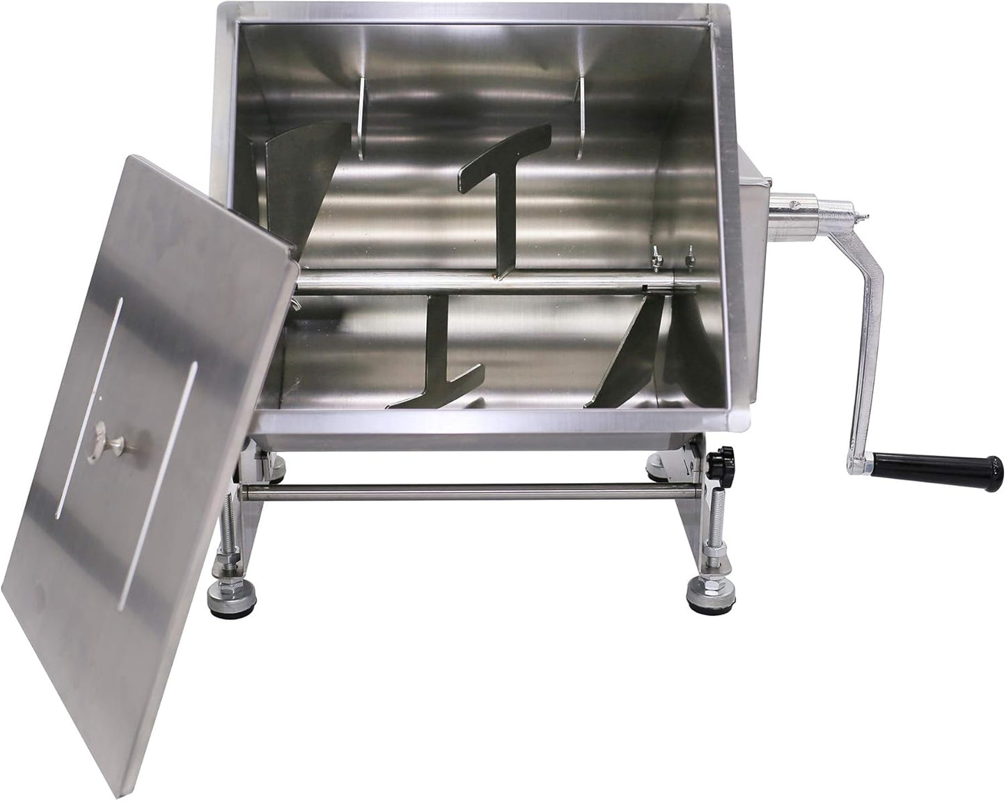 Commercial Stainless Steel 60-Pound/30-Liter Capacity Tilt Tank Manual Meat Mixers,(Mixing Maximum 45-Pound for Meat),Sausage Mixer Machine Meat Processing Equipment, Silver, FME30T