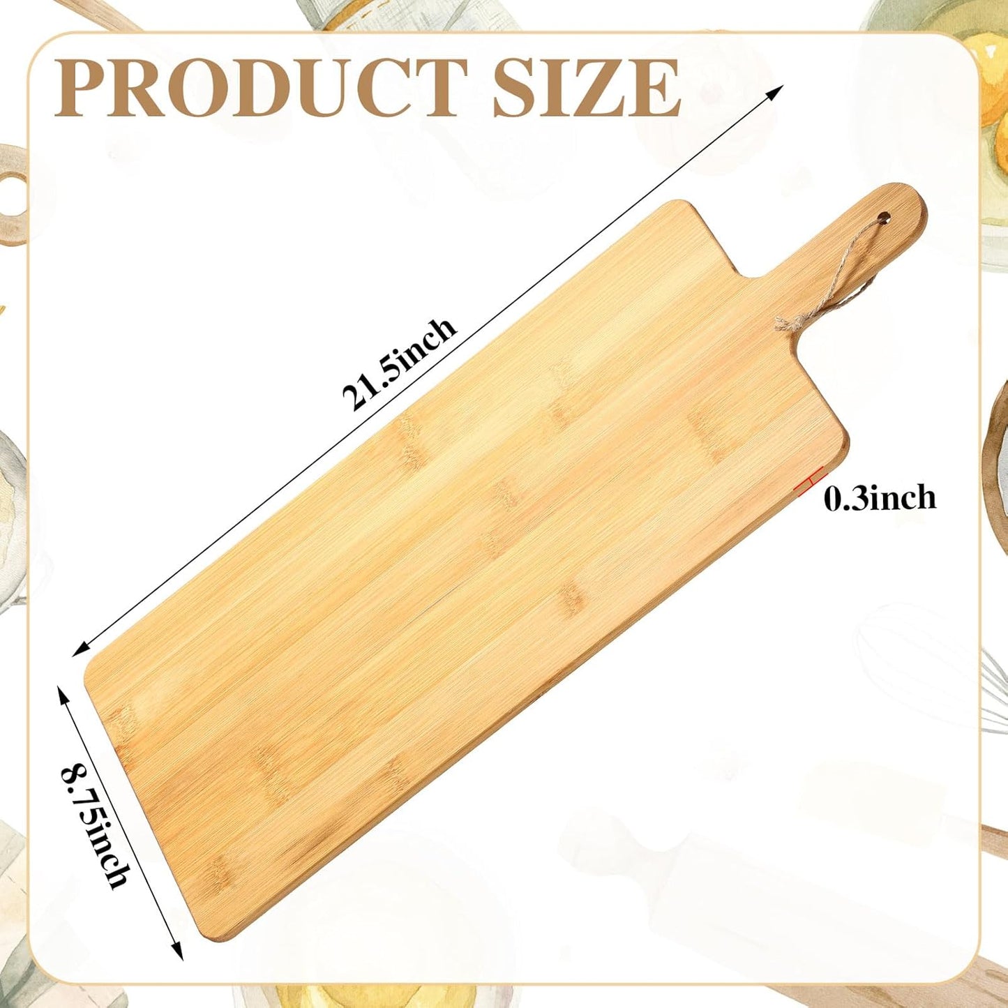 Patelai 12 Packs Wooden Cutting Board Set with Handles Large Kitchen Serving Plain Chopping Board Bulk Gifts for Mom for Vegetables Meat Pizza Cheese Fruit Bread(Bamboo,21.5 x 8.75 Inch)