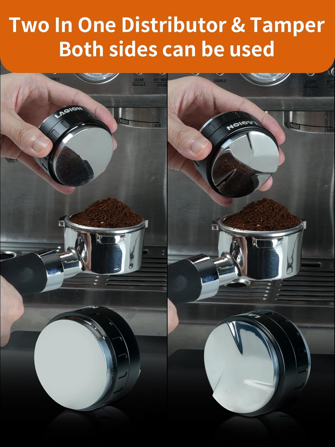 53.3mm Coffee Distributor and Tamper, Espresso Machine Accessories, Adjustable Depth Espresso Distribution Tool, Barista Grade Coffee Ground Leveling, Compatible with Breville 54mm Portafilter