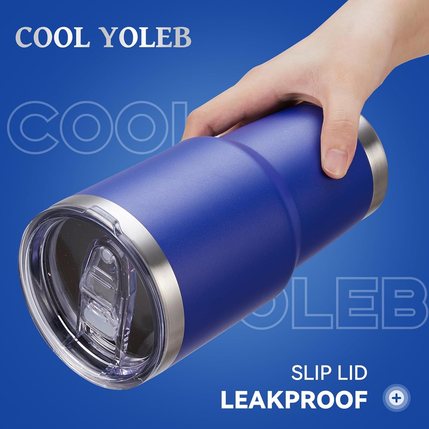 30 oz Tumbler with Lid Stainless Steel Tumblers Bulk Vacuum Insulated Cup Reusable Powder Coated Travel Mug Double Wall Leak Proof Cups Keep Cold Drinks for 12 Hours Blue, Set of 4