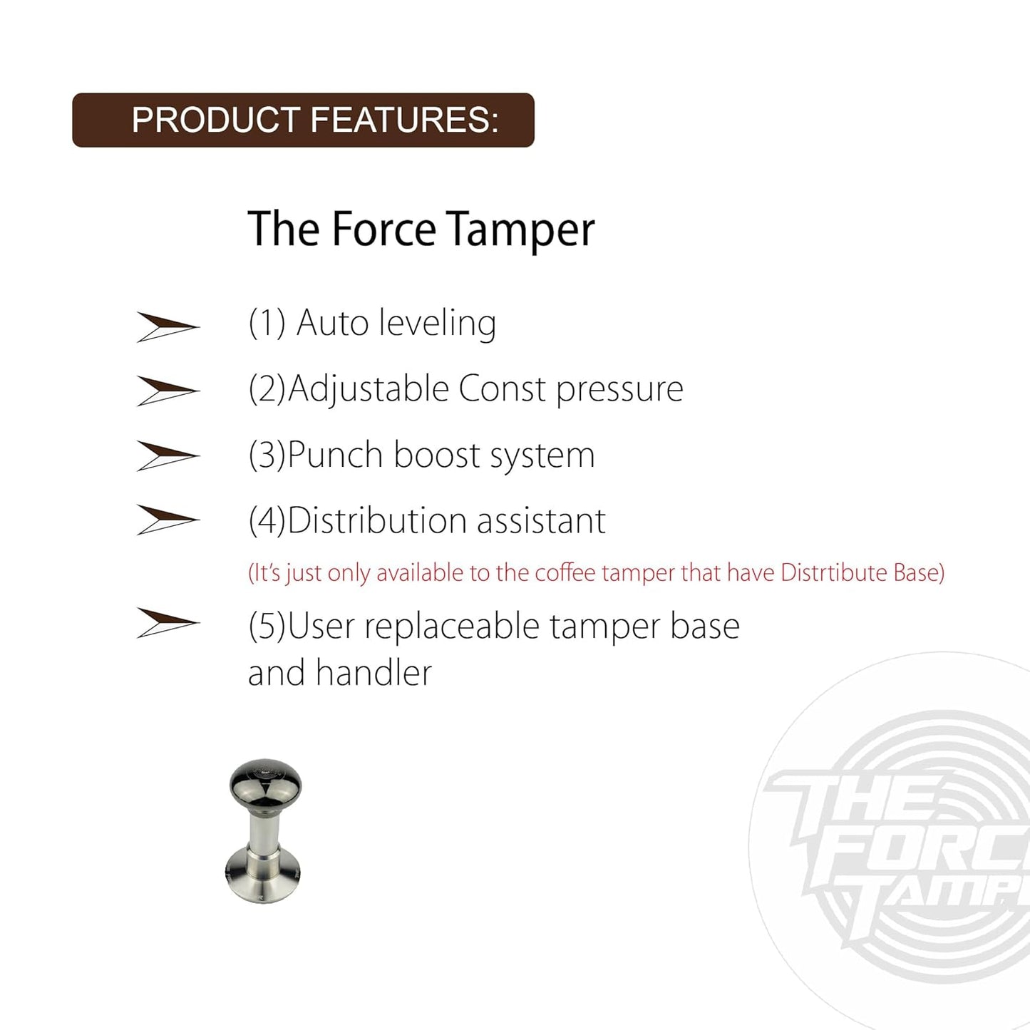 The Force Tamper Automatic Impact Adjustable Constant Pressure and Autoleveling Coffee Tamper Black Mirror Jellyfish AL Handle Set Pro (Waffle-Set, 58.35mm)
