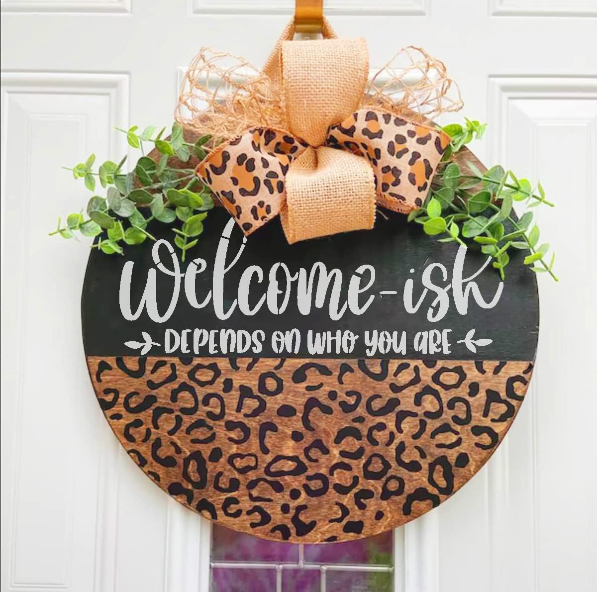 Welcome Stencils for Painting on Wood Welcome Stencil for Wood Sign 12" Reusable Templates Brick/Leopard Print/Herribone/Cow Print Pattern Stencil