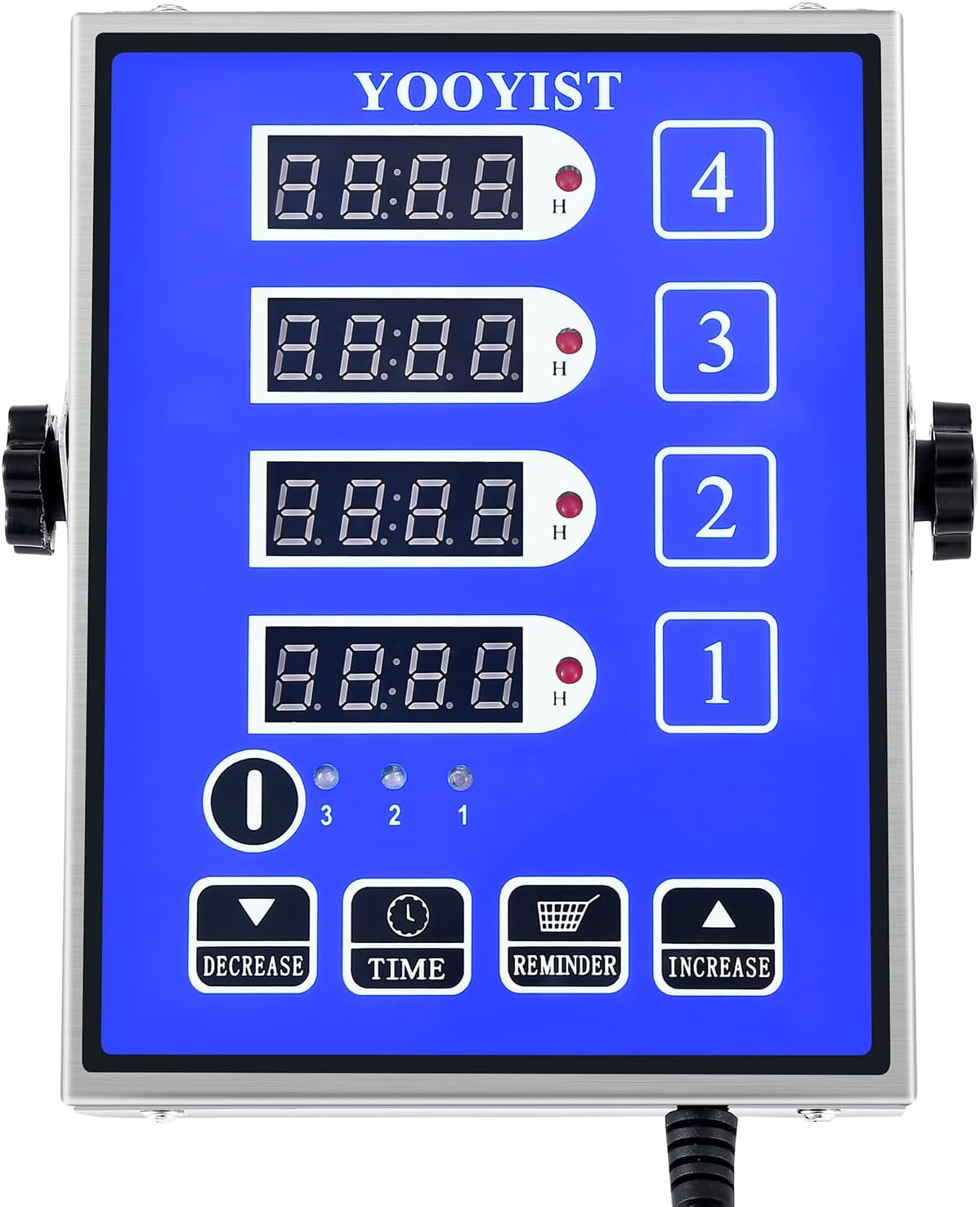 Kitchen Timers for Cooking – 4 Channel Commercial Kitchen Timer Restaurant Kitchen Supplies – Stainless Steel LED Technology Kitchen Timer Digital – Reminder Function, Loud Alarm, Blue