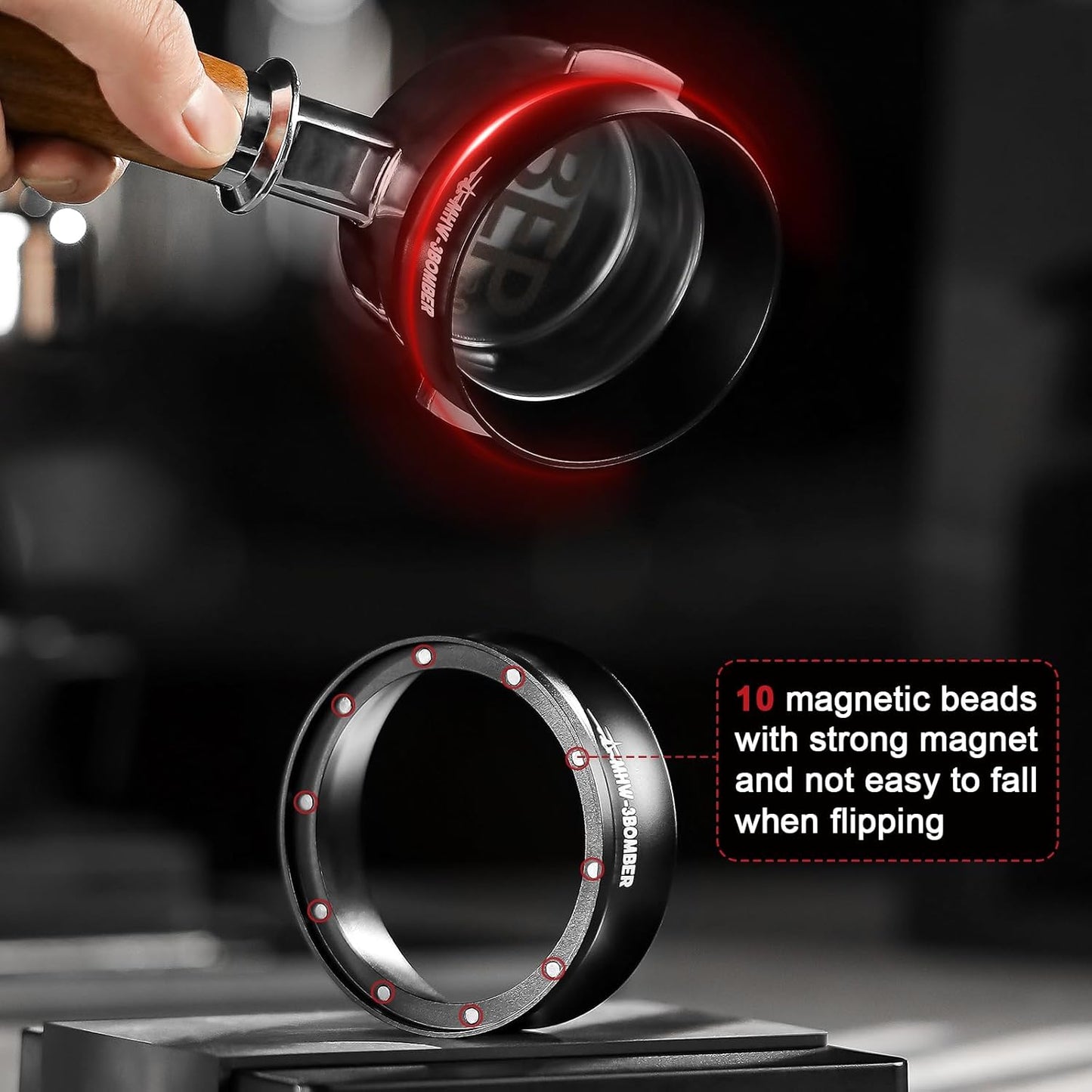 MHW-3BOMBER 58mm Espresso Dosing Funnel & Puck Screen Set, Magnetic Dosing Rring & Reusable Filter kit Compatible with 58mm Bottomless Portafilter, Coffee Dosing Ring with Eppresso Puck DR7013-OS