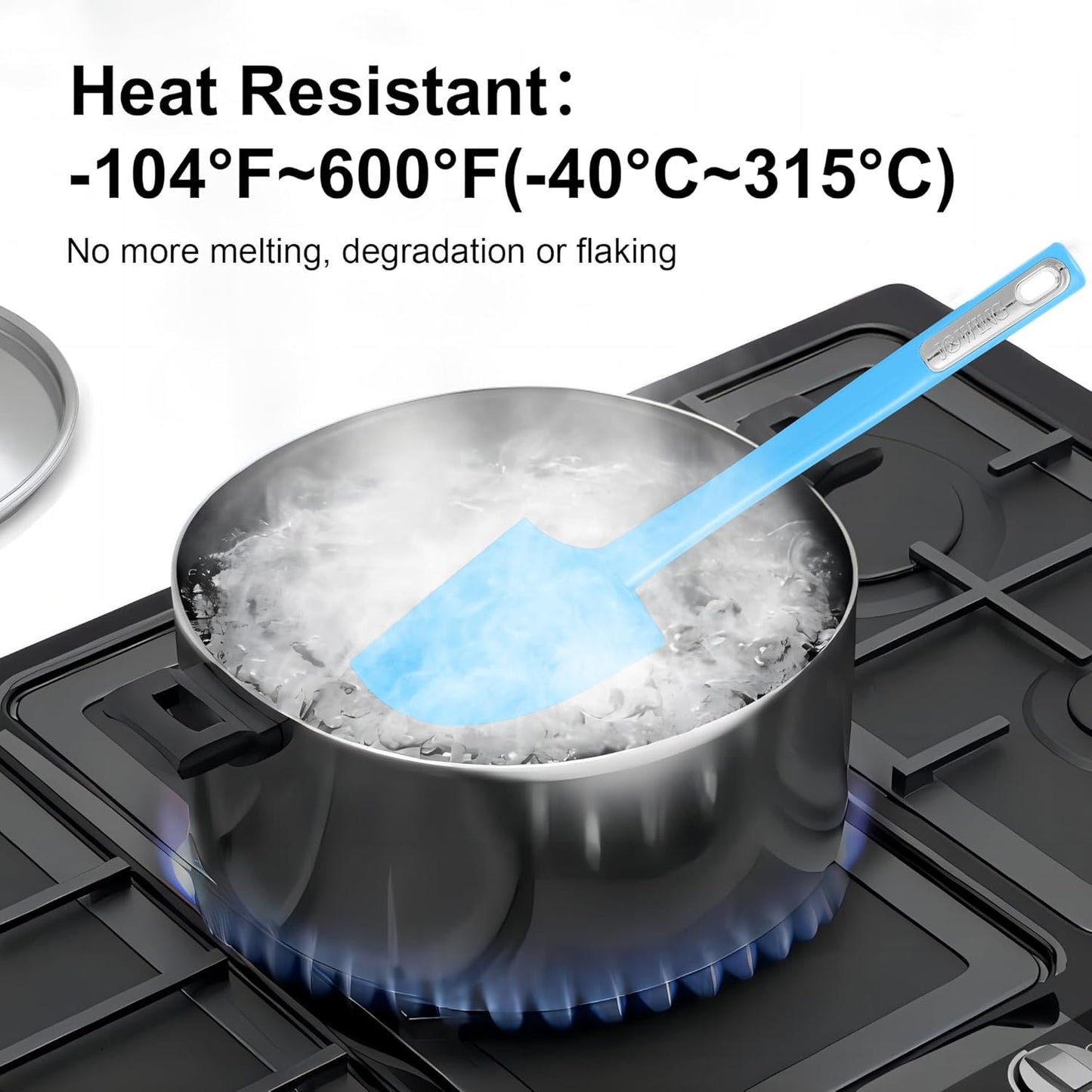 Premium Silicone Spatula Set, JXWING Flexible Heat Resistant Non-slip Handle Baking Cooking Rubber Spatulas, Blue