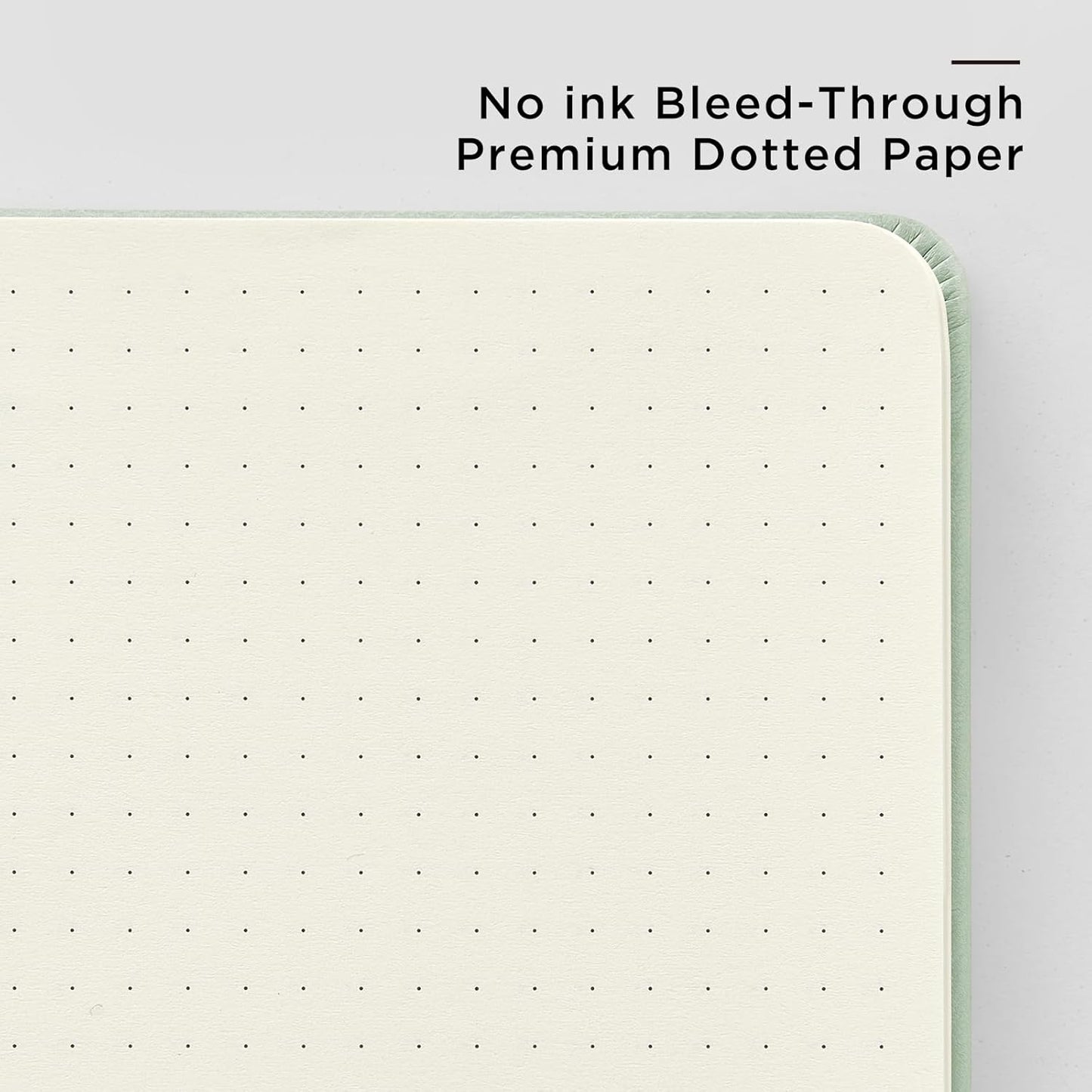 &And Per Se Dotted Journal Notebook, A5 Hardcover Leather Bullet Dotted Journal, 160 Pages 100 gsm Thick Dotted Paper，3 Sheets of Stickers Included - 5.7'' x 8'' (Pastel green)