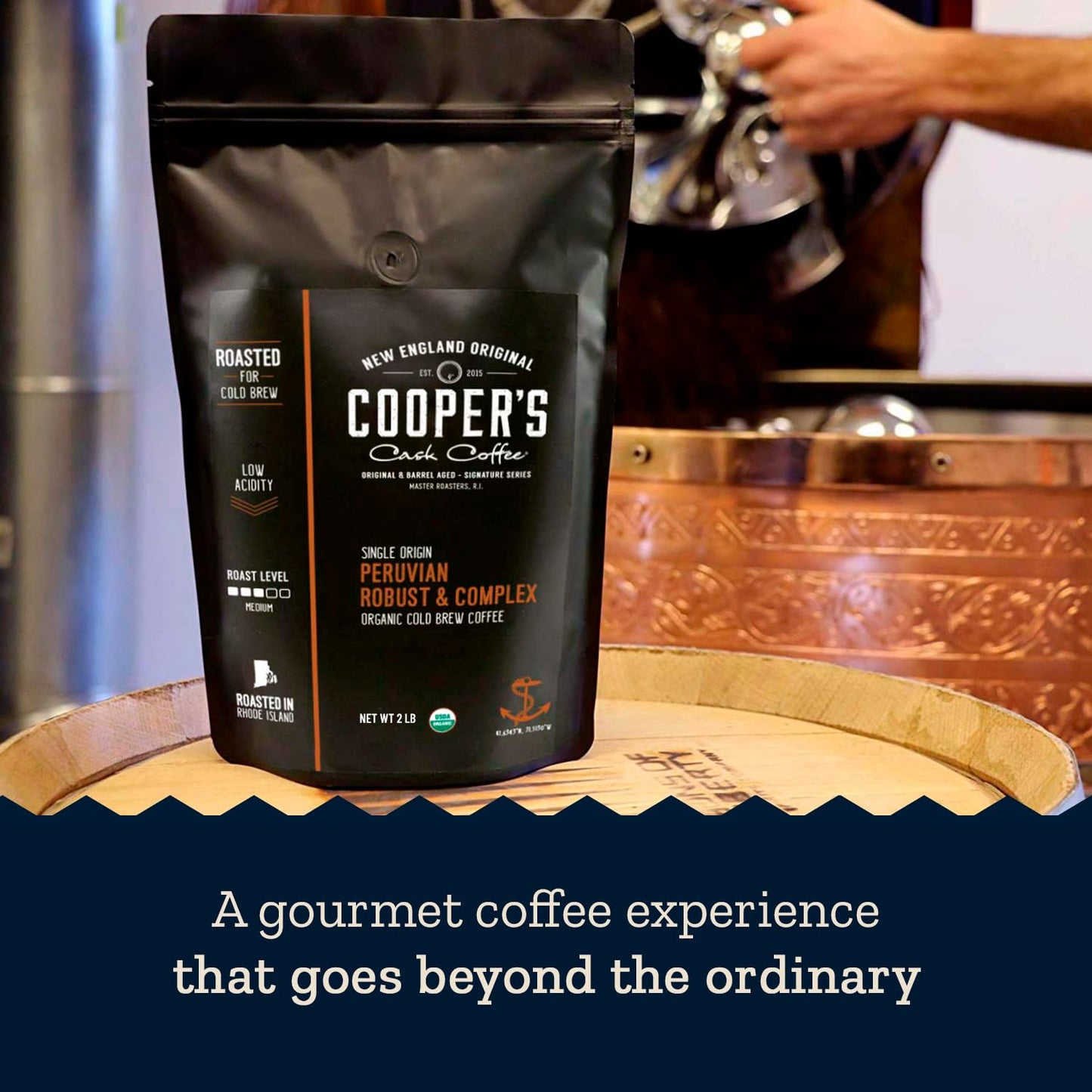 Organic Cold Brew Coffee Peru Reserve Single Origin Peruvian Coarsely Ground - 2 lb. Bag - Medium Roast