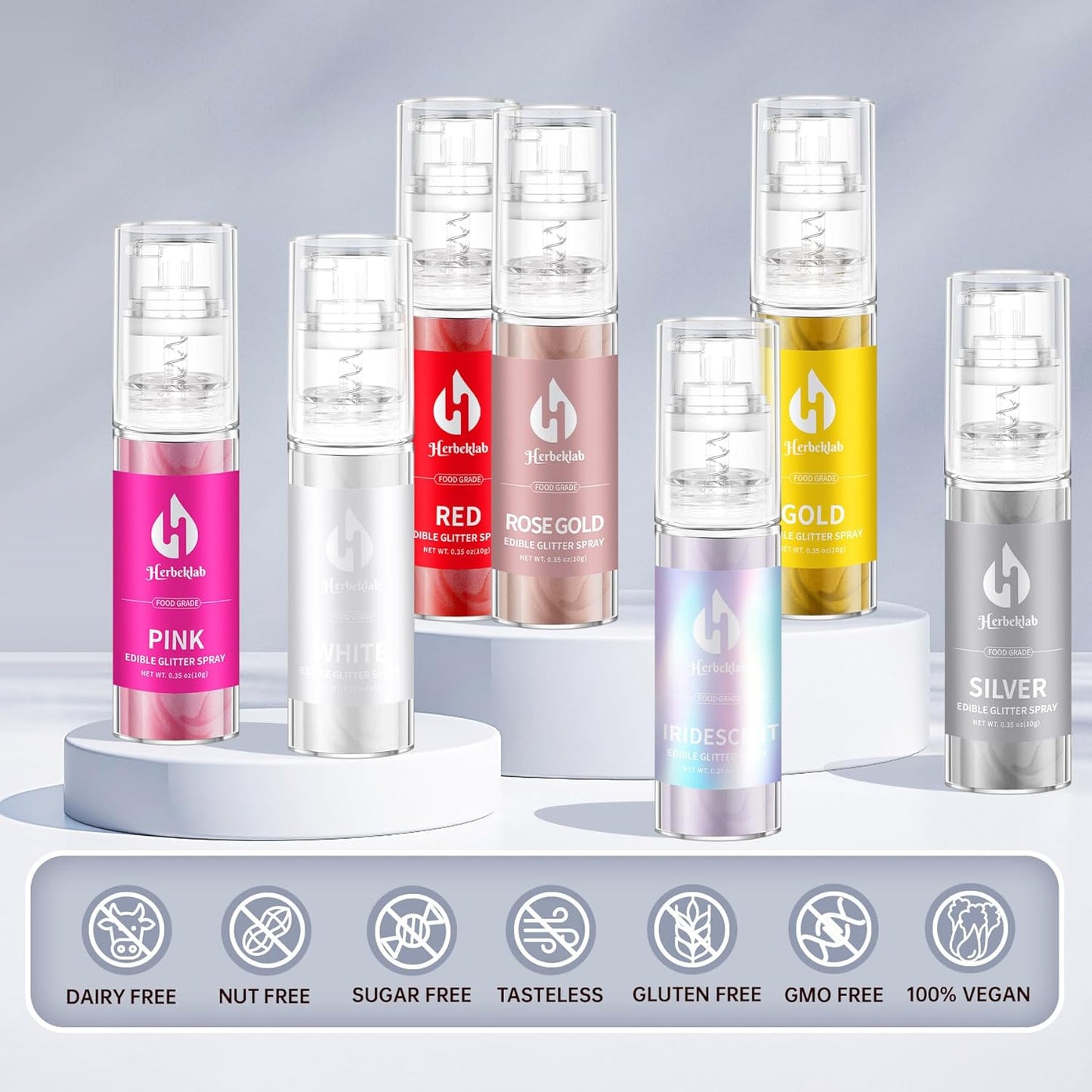 Iridescent Edible Glitter - Herbeklab Edible Glitter Spray 10g Edible Iridescent Glitter for Cakes Food Grade Drink Glitter Rainbow Edible Glitter for Cocktails Chocolate Strawberry