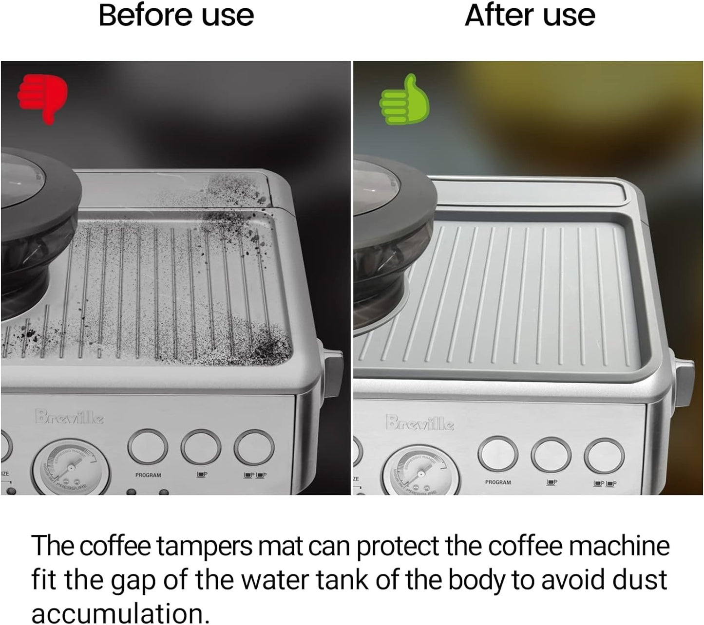 Tamping Mat for Breville 870/880, Espresso Tamper Mat for Barista Touch/Express, Silicone Prevent Scratching, Top Mat for Breville Espresso Machine Accessories, Waterproof Heat Resistant(Grey)