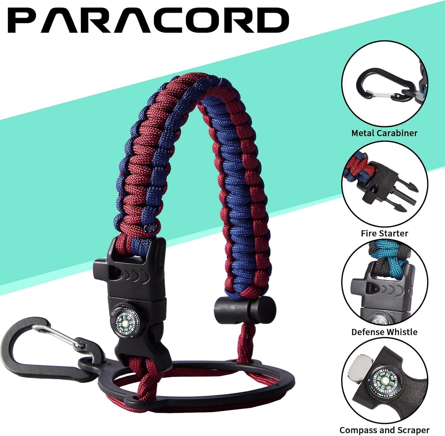 40OZ Stainless-steel Water-Bottle with Straw - Pop-up Spout & Straw Lids, Survival Paracord Handle, Storage Sleeve & Cup Mat, Leak Proof Reusable Insulated Men Women Water Jug for Gym Workout