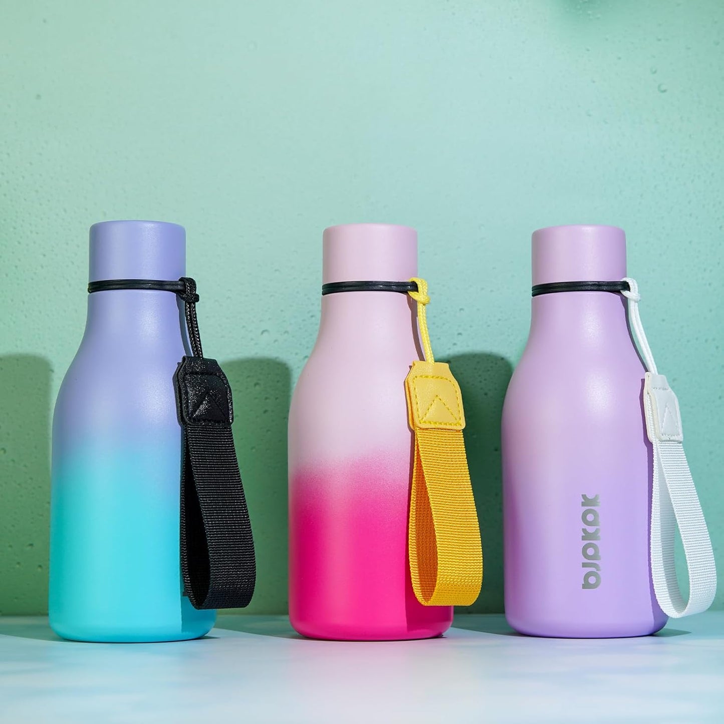 BJPKPK Insulated Water Bottles, 12oz Stainless Steel Metal Water Bottle with Strap, BPA Free Leak Proof Thermos, Mugs, Flasks, Reusable Water Bottle for Sports & Travel, Sakura