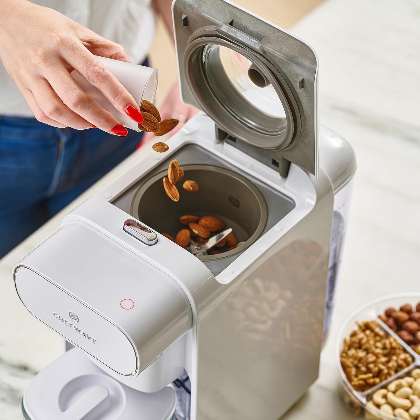 ChefWave Milkmade Non-Dairy Milk Maker – 6-in-1 Vegan Plant-Based Milk Machine with Auto Clean, Delay Start & Glass Pitcher – Almond, Oat, Soy, Cashew, Coconut, Macadamia Milk Maker & Nut Platter