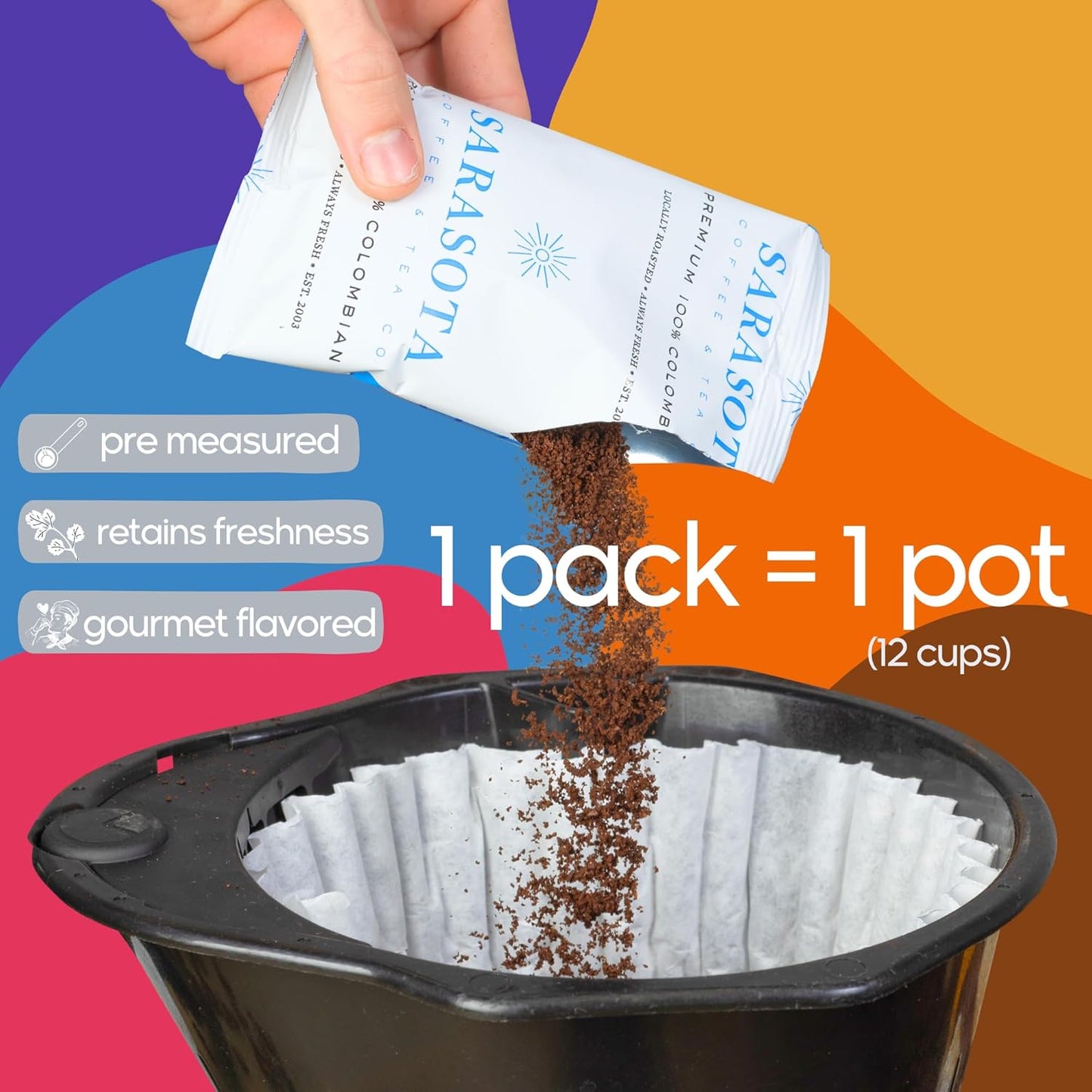 Ground Coffee | Gift Set Sampler Pack Variety Medium, Dark, & Flavored Roast Low Acid Mold Free Pouches | Gourmet Bulk Packets | Highest Rated Individual Premeasured Powder Bags for 12 Cup Drip Maker