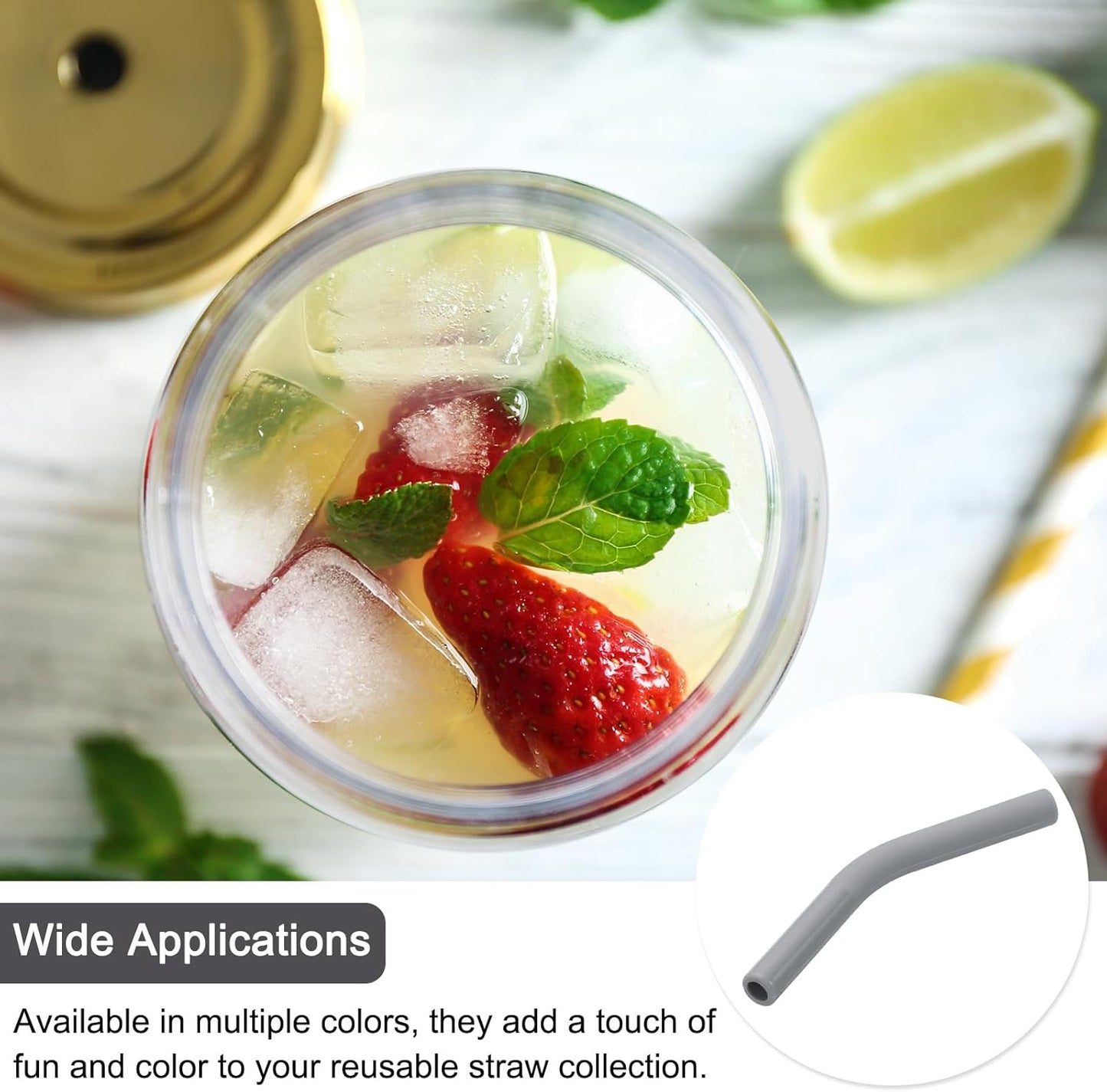 uxcell 4Pcs Silicone Straw Tips, Silicone Straw Elbows Tip, Soft Reusable Metal Straw Covers Fit for 6mm/0.24" OD Stainless Steel Straws, Grey