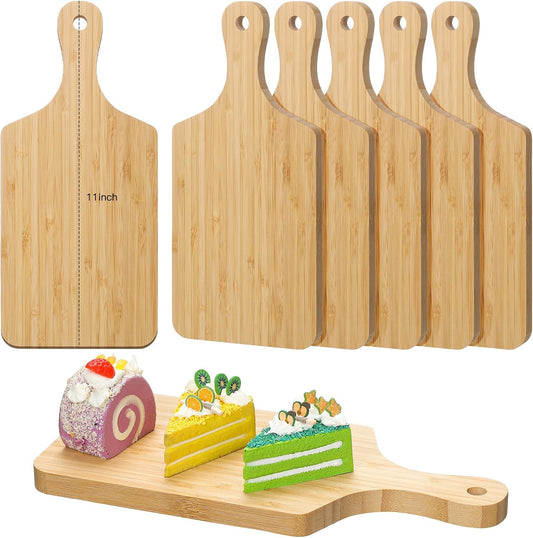 Lounsweer 6 Pcs Thicken Cutting Board Bulk Wood Board for Chopping Serving Charcuterie Material for Laser Engraving Mother' Day Wedding Housewarming Gift(Bamboo,11 x 5 Inches)