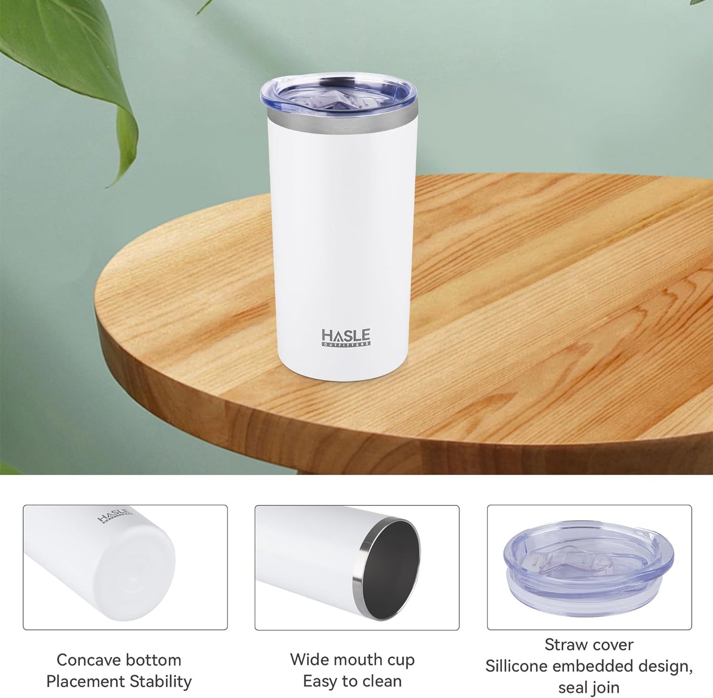 HASLE OUTFITTERS 12 oz Skinny Tumbler, Stainless Steel Insulated Slim Tumbler set bulk with Lid, Reusable Double Wall Travel Coffee Mug, Durable Powder Coated Travel Water Cup(White,6)