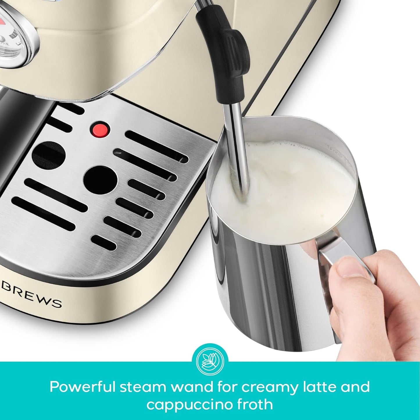 CASABREWS CM5418 Espresso Machine 20 Bar, Espresso Maker with Milk Frother Steam Wand, Stainless Steel Espresso Coffee Machine with 34oz Removable Water Tank, Creamy