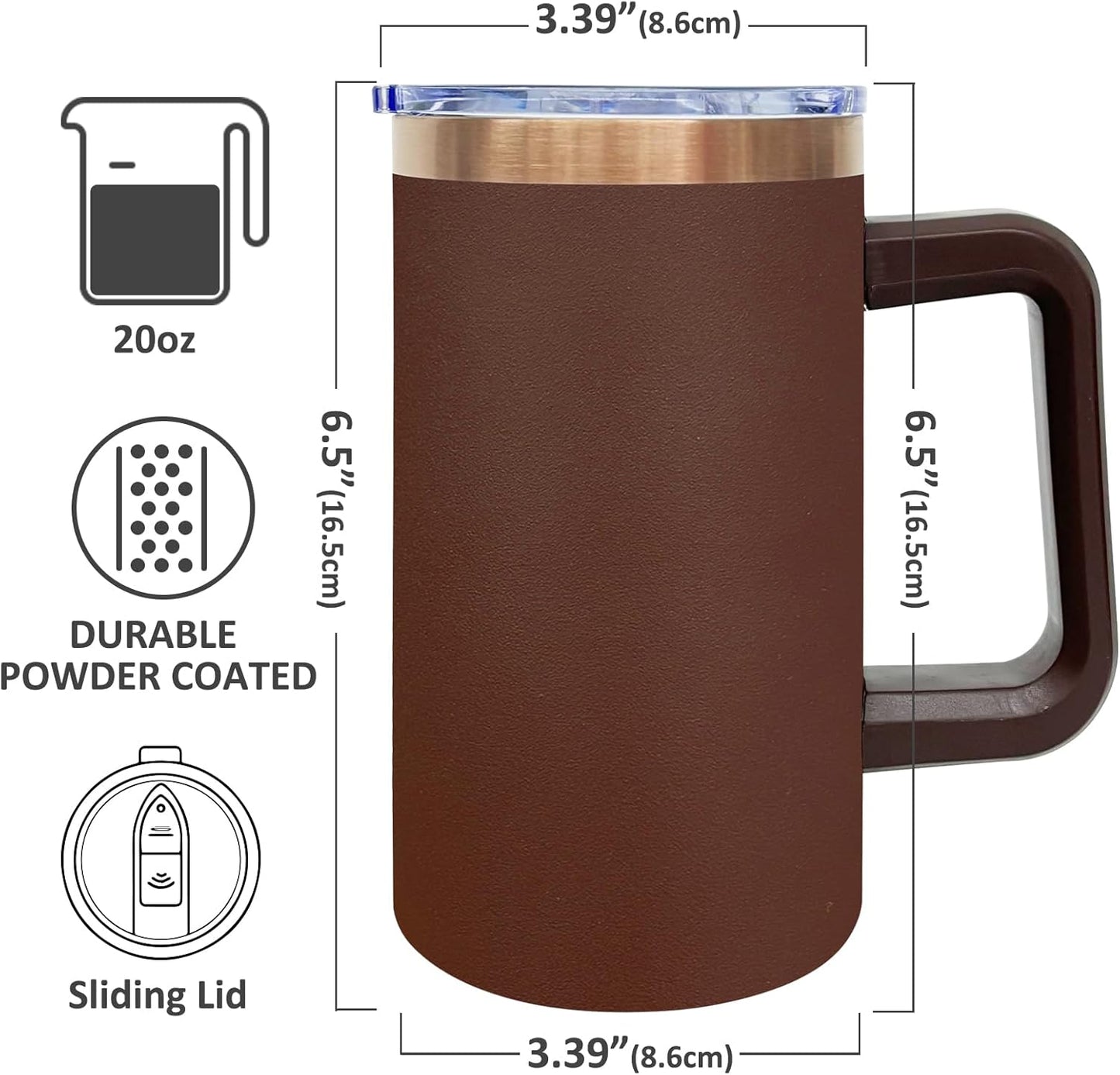 20 oz Insulated Coffee Mug with Lid, 4 Pack Stainless Steel Coffee Tumbler Bulk, Double Wall Vacuum Travel Mug with Handle, Leakproof Powder Coated Coffee Cups for Hot and Cold Drinks (Mixed,4 pack)