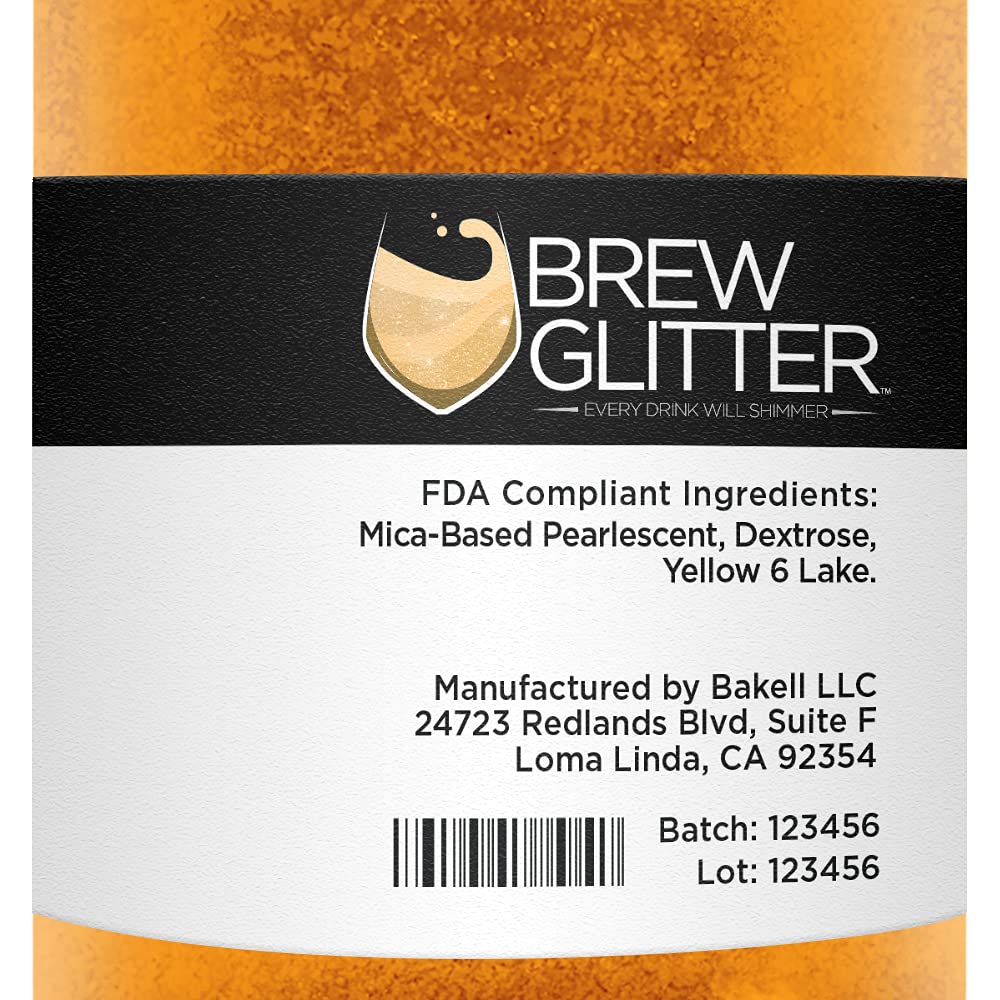 Orange BREW GLITTER Edible Glitter For Drinks, Cocktails, Beer, Garnish Glitter & Beverages | KOSHER & HALAL Certified | 100% Edible & Food Grade | Vegan, Gluten, Nut Free (50g, Orange)