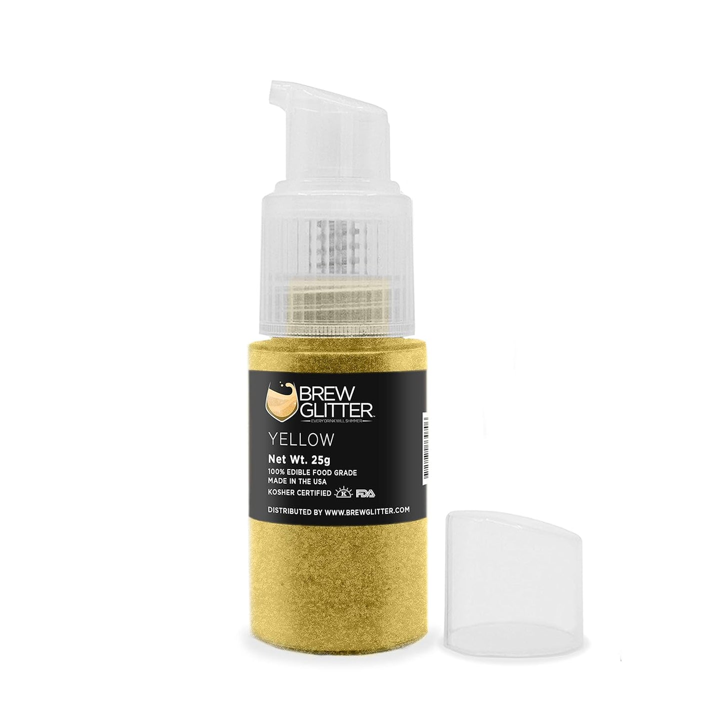 Yellow BREW GLITTER Edible Glitter For Drinks, Cocktails, Beer, Garnish Glitter & Beverages | KOSHER & HALAL Certified | 100% Edible & Food Grade | Vegan, Gluten, Nut Free (25g Spray Pump, Yellow)