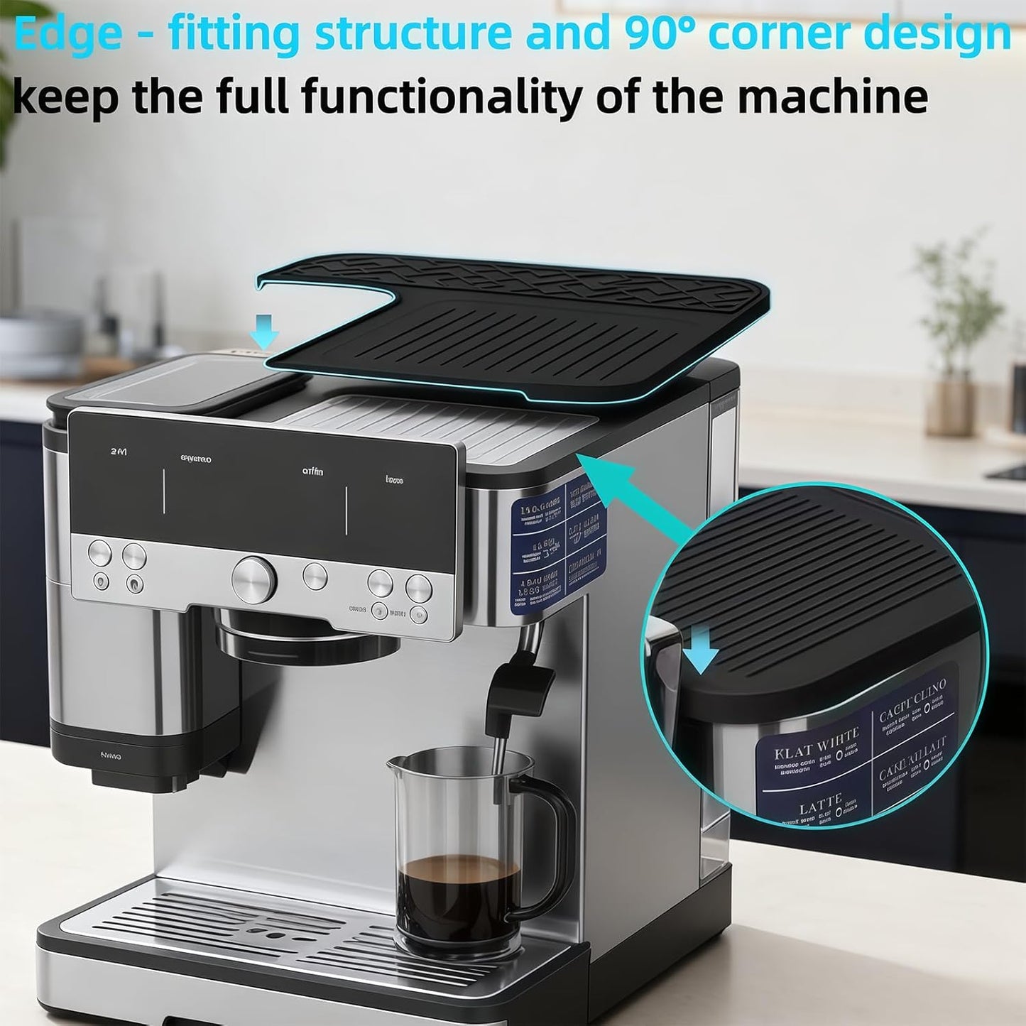 Compatible Top Mat for Ninja Luxe Cafe Espresso Machine ES601 & ES701 – Food-Grade Silicone, Non-Slip Waterproof, Protects Top Surface, Ninja Coffee Maker Accessories