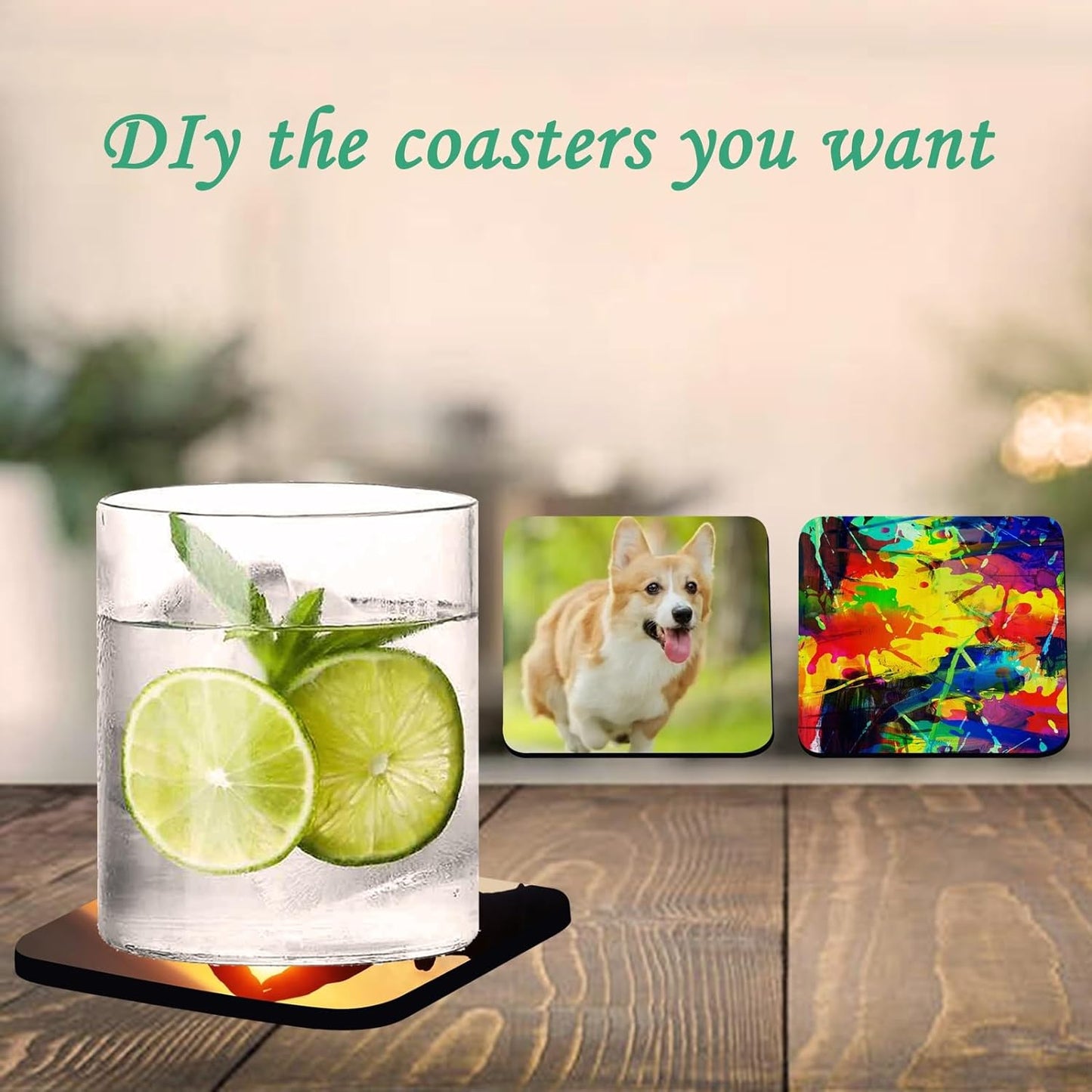 50 PCS Sublimation Blank Cup Coasters Bulk, 4x4 Inch Square Blank Cup Mat Rubber for Sublimation Transfer Heat Press Printing DIY Crafts