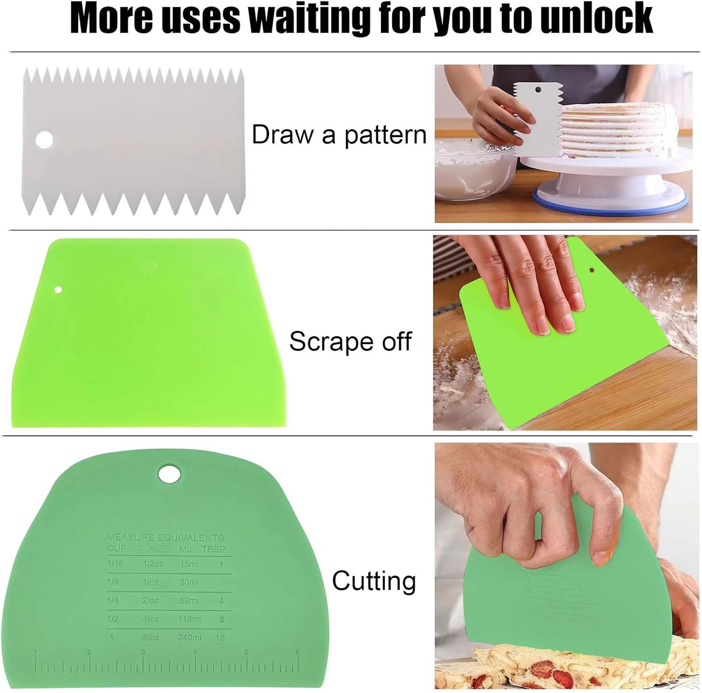 Dough Scraper Plastic Bench Scraper, Dough Scraper Tool Dough Cutter, Flexible Bench Scraper for Making Bread Pizza, 4 PCS