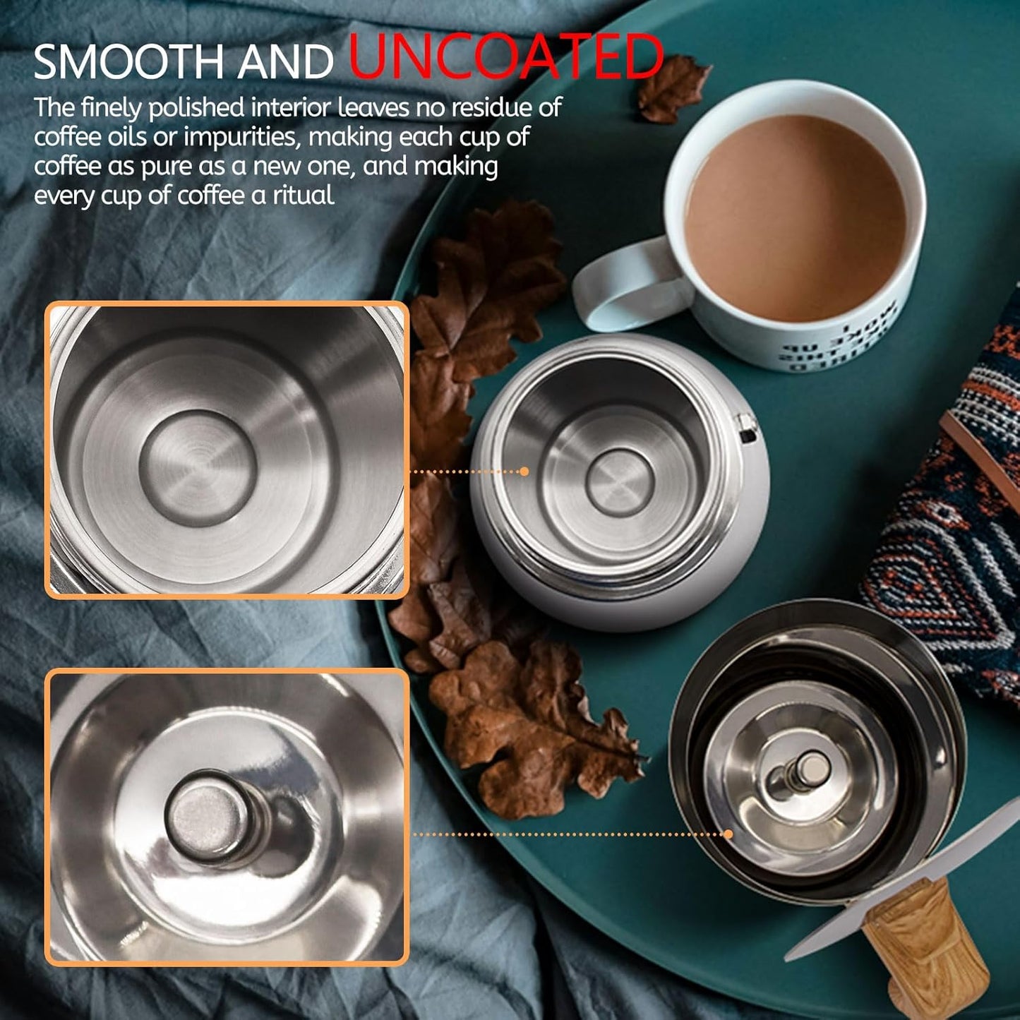 Uncoated 4 Cup Moka Pot 304 Thickened Stainless Steel Coffee Maker Stovetop Espresso Coffeemaker Italian Classic Style Brewing Greca Cafe Mocha Machine for Cafeteras Camping Travel Home 200ml 6.6oz