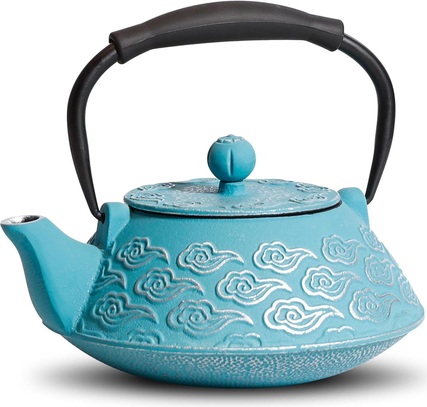 Cast Iron Teapot, Japanese Tea Pot with Infuser for Loose Leaf, Tea Kettle Stovetop Safe Coated with Enameled Interior, Clouds Pattern 27oz, 800ml Sky-Blue