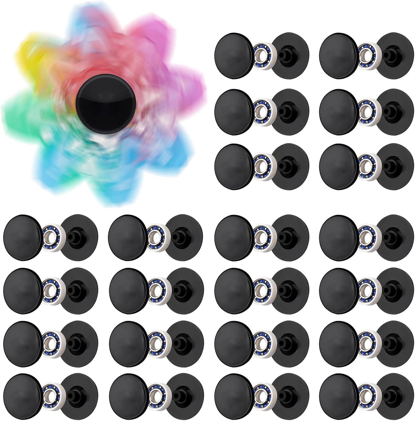 NiArt Fidget Spinner Toy DIY Bearing with Caps Set 22-Pack, MR137 0.5" Single-Sealed Chrome Steel Bearing Balls Replacement High Speed 13mmx7mmx4mm Epoxy Resin Casting Craft Skateboard Stress Reliever