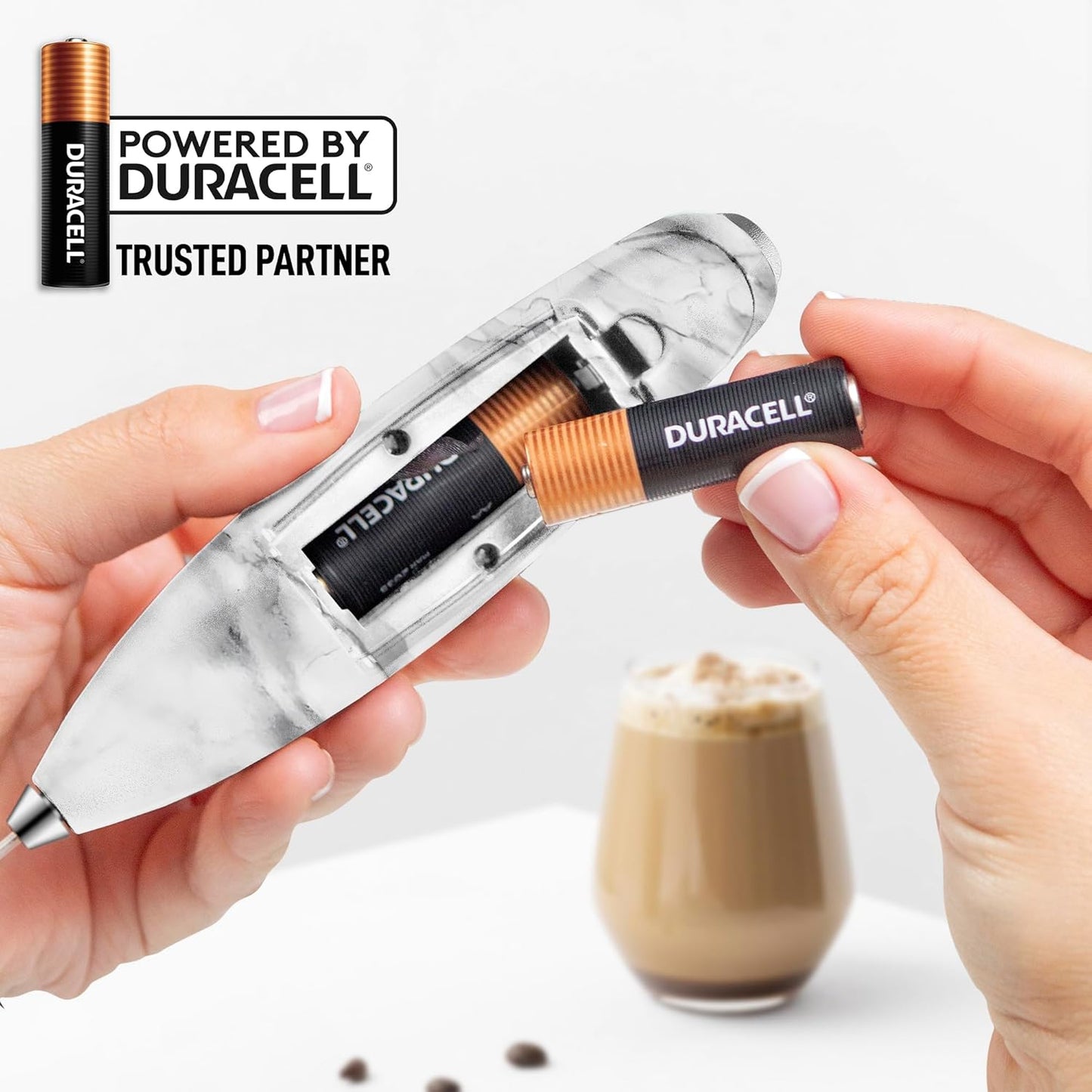 Zulay Kitchen Whisk Milk Frother with 4 Duracell Batteries - Powerful Handheld Foam Maker for Coffee, Lattes, Matcha, Hot Chocolate & Cappuccinos - Whip Creamy Froth in Seconds