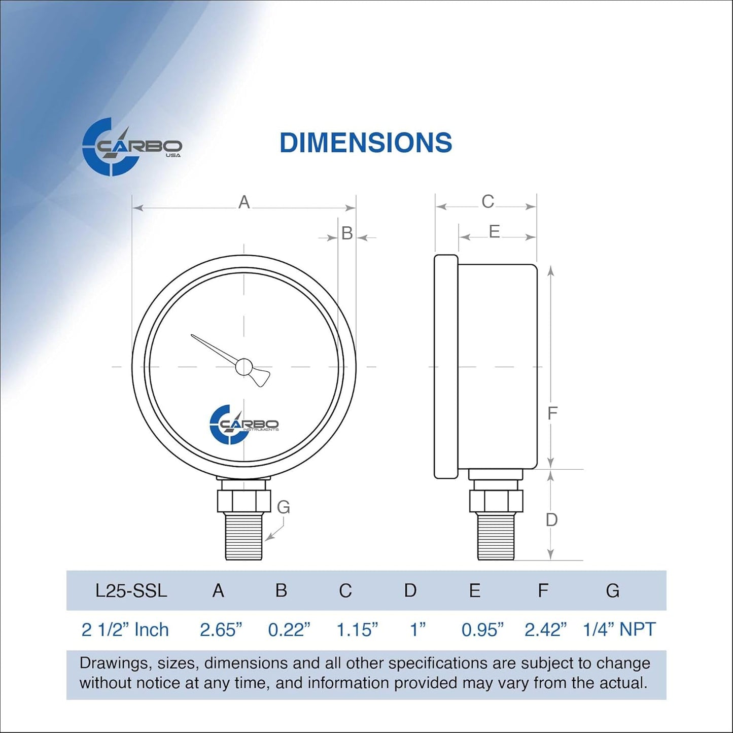Stainless Steel Pressure Gauge Dual Display (0-4000 psi/kPa) - 2 1-2" Glycerine Liquid Filled Water Air Oil Gas Gauge with Polycarbonate Lens & Brass Connection- 1/4" NPT Lower Mount