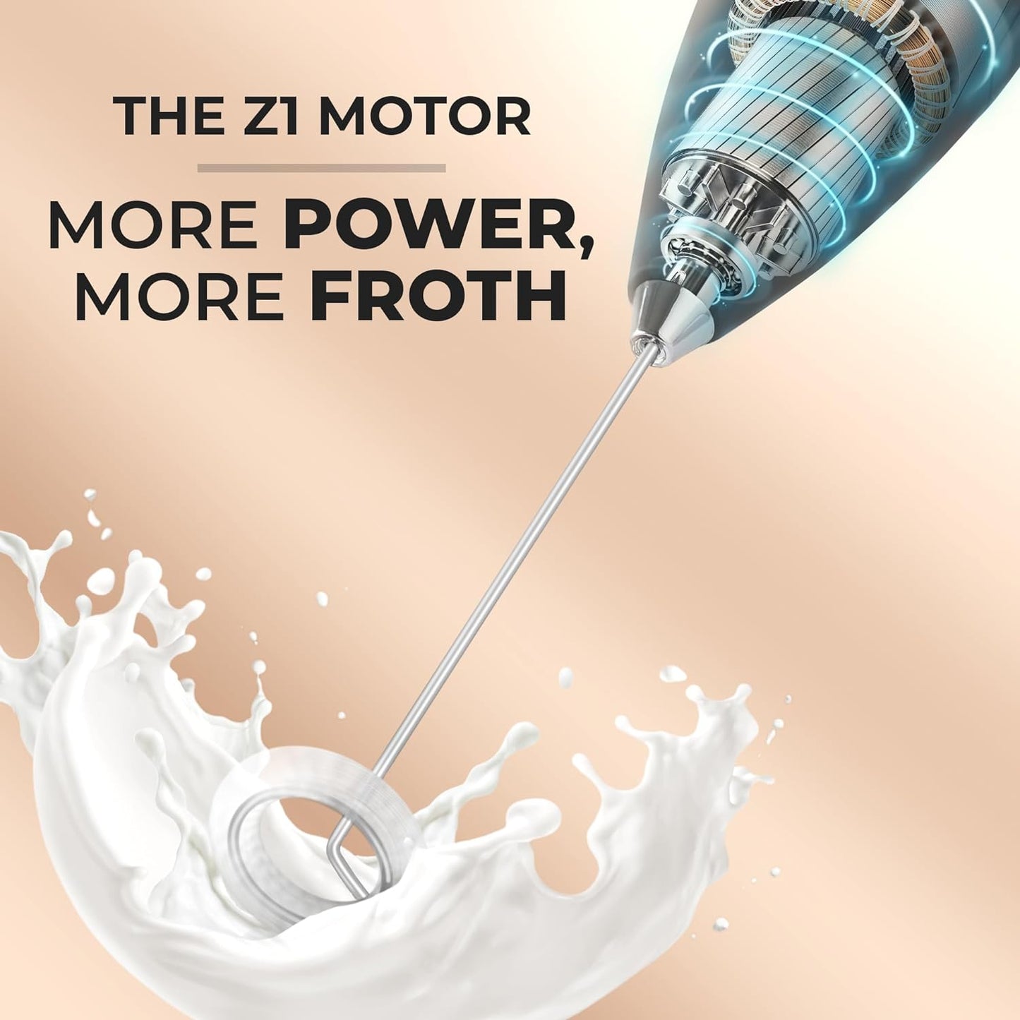 Zulay Kitchen Powerful Milk Frother Wand - Ultra Fast Handheld Drink Mixer - Electric Whisk Foam Maker for Coffee, Lattes, Cappuccino, Matcha & Creamer