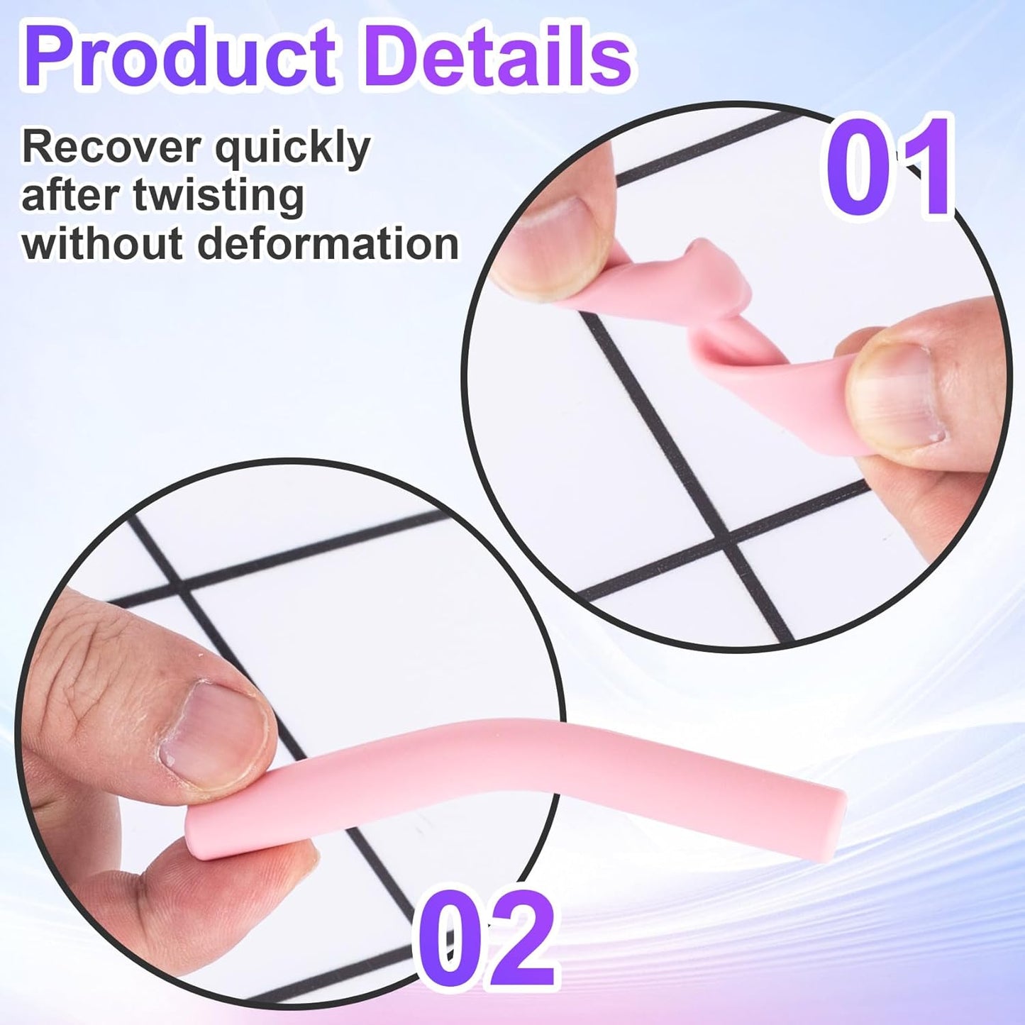 6Pcs Metal Straw Silicone Tips 5/16 IN Wide(8mm Outer Diameter) Food Grade Rubber Straw Covers Flex Elbow Replacement Tip for Stainless Steel Metal Straws, Pink