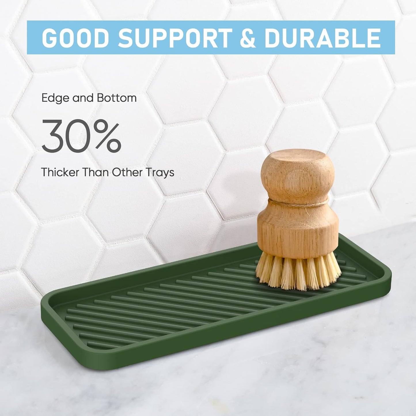 EG-SIPRO Kitchen Sink Organizer Tray,Sponge Holder for Kitchen Sink Bathroom Counter Tray Sponge Caddy Silicone Soap Holder for Soap dispenser, Bottle, Dishwashing Accessories(2-pack)