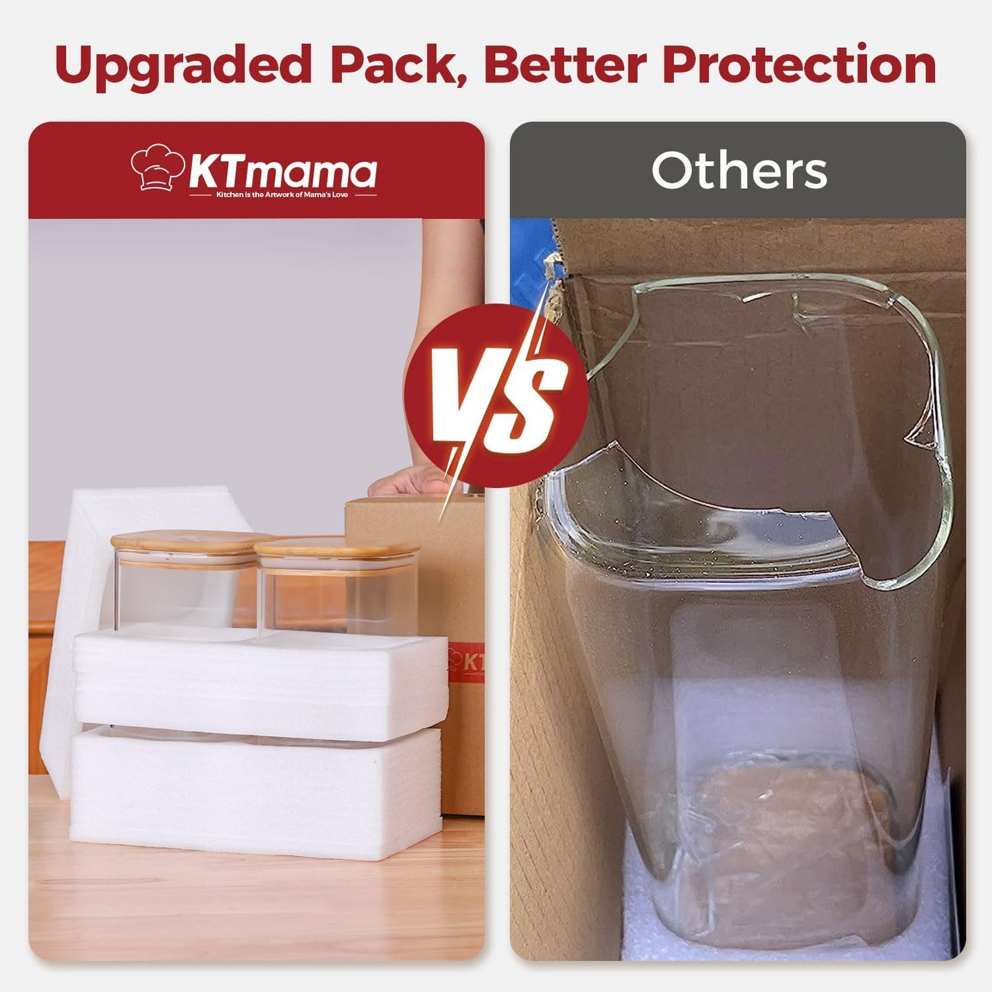 Glass Storage Jars with Bamboo Lid,Airtight Kitchen Canisters for Baking, Food Jar Container for Spices Cookie Tea Coffee Beans Snacks (4 pack 0.6qt)