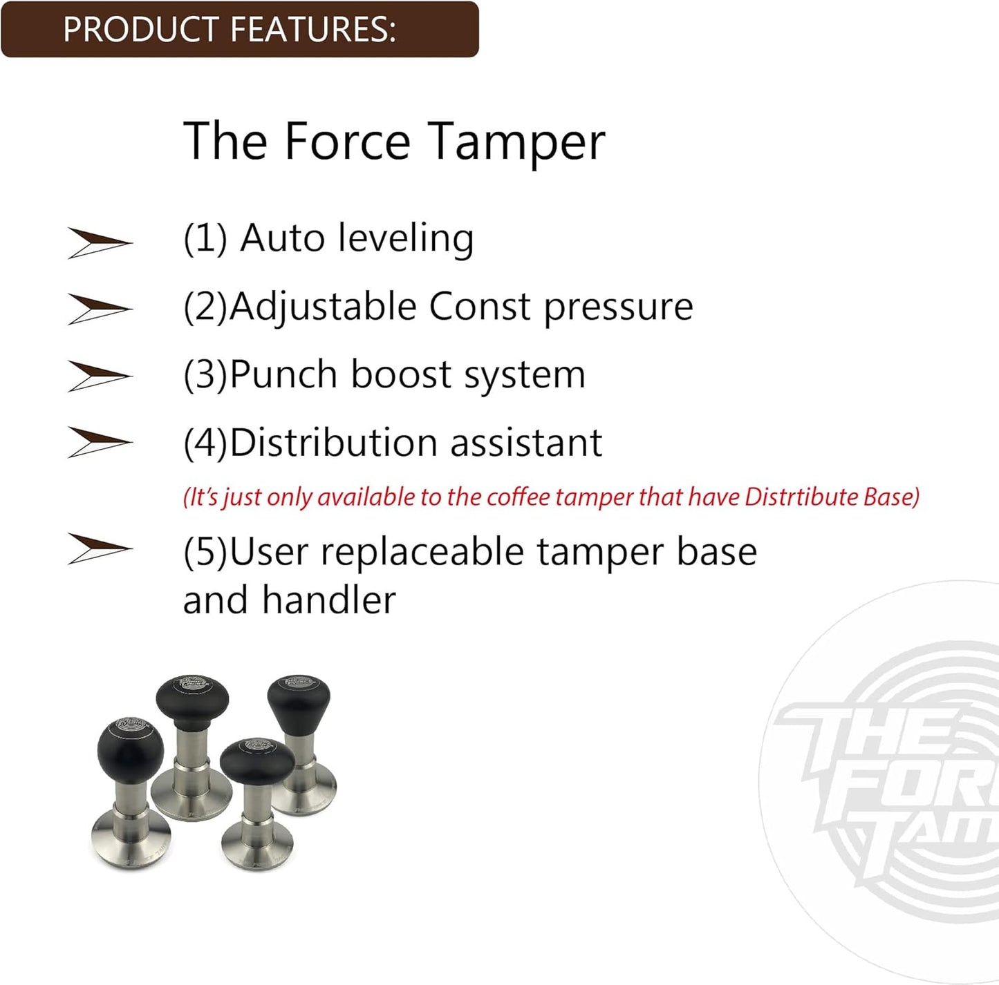 The Force Tamper Automatic Impact Coffee Tamper Adjustable Const Pressure and Autoleveling Standard Set New (Jelly, 58.50mm)