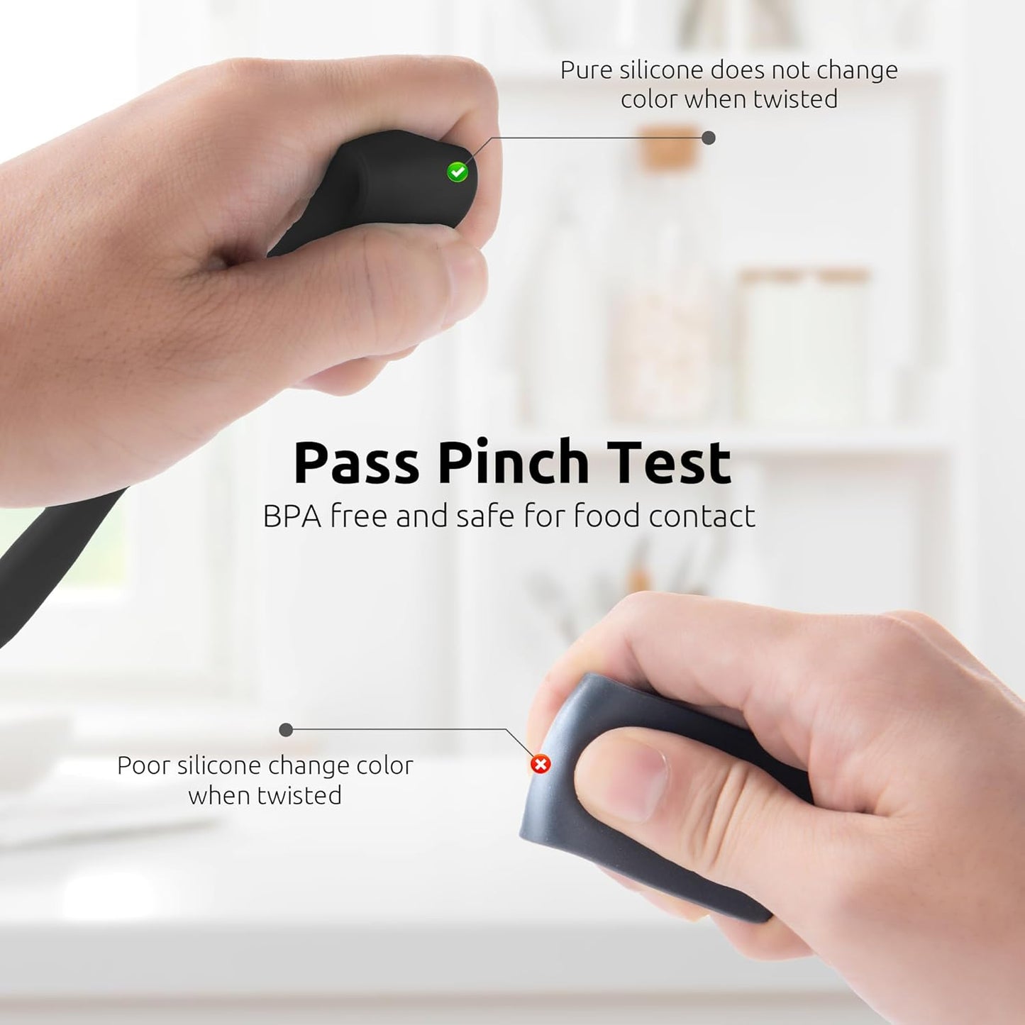 U-Taste Skinny Silicone Jar Spatula: 600ºF Heat-Resistant Food-Grade 10in Long Narrow Sourdough Stirring Stick, Seamless Flexible Peanut Butter Spreader for Scraping Icing Bread Cream, Jam (Black)