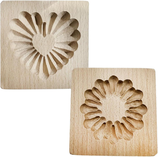 Wooden Cookie Biscuit Mold, 3D Baking Mold, Embossing Craft Decorating Baking Tool, Suitable for Halloween Thanksgiving Christmas Kitchen DIY (Cookies-B-2PCS)