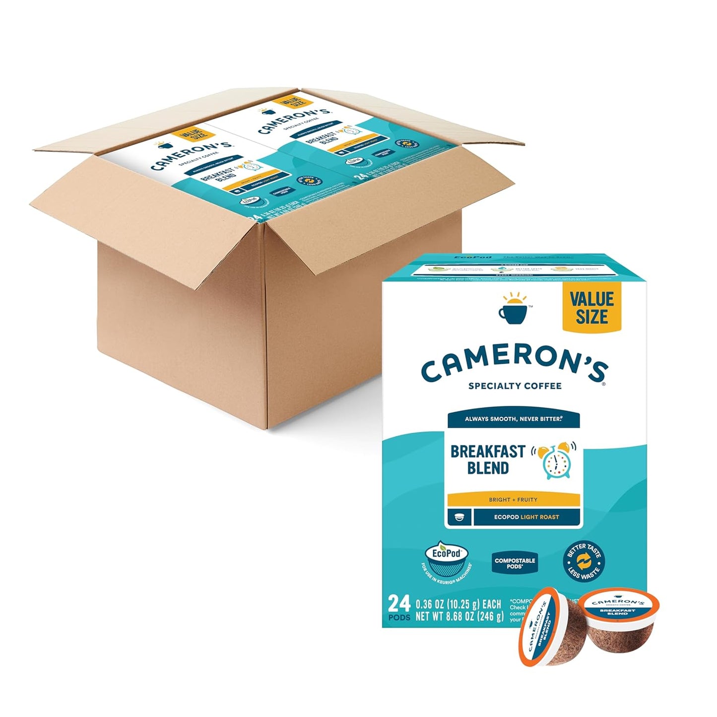 Cameron's Coffee Single Serve Pods, Breakfast Blend, 96 Count