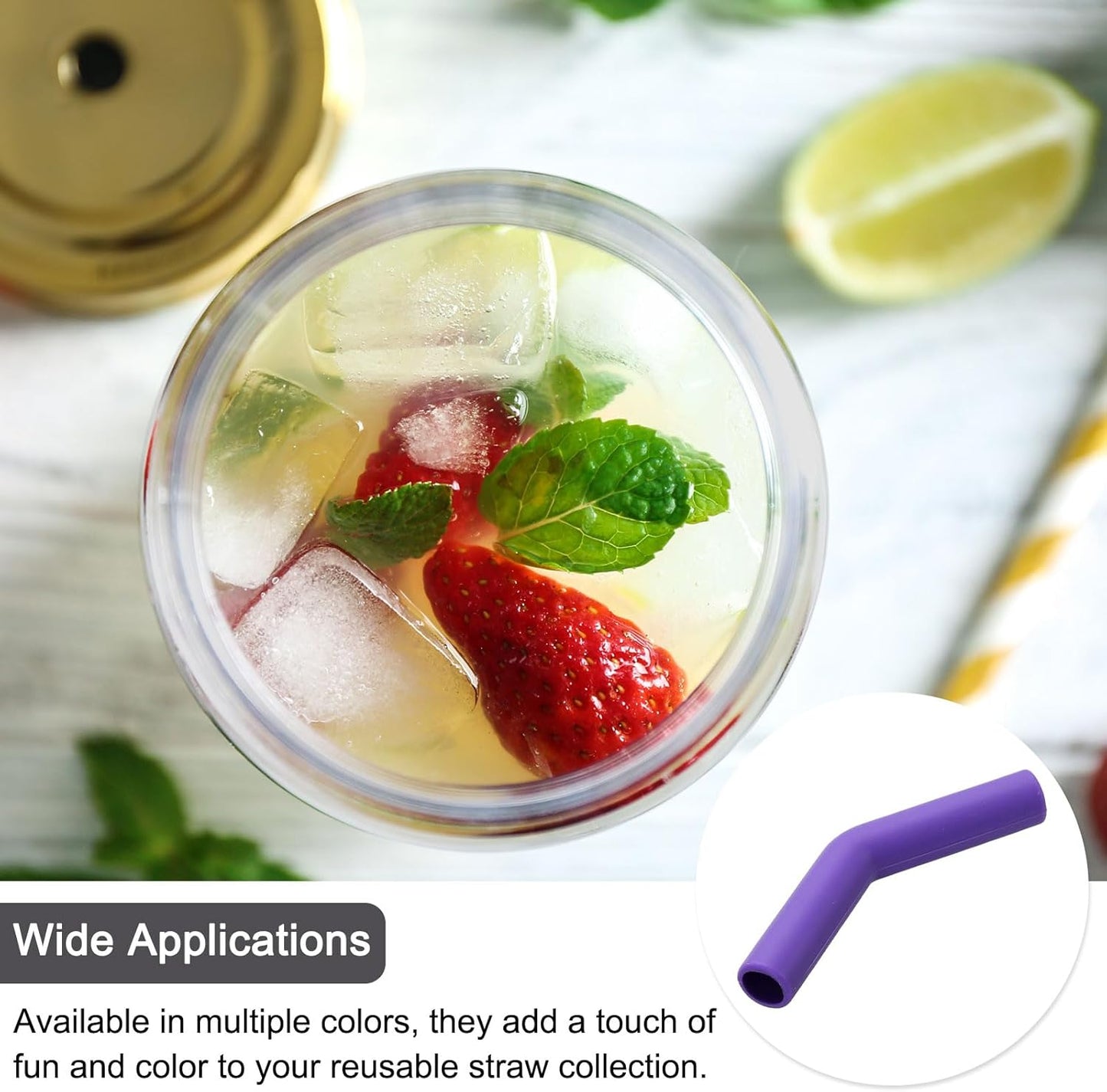 uxcell 6Pcs Silicone Straw Tips, Silicone Straw Elbows Tip, Soft Reusable Metal Straw Covers Fit for 10mm/0.39" OD Stainless Steel Straws, Purple