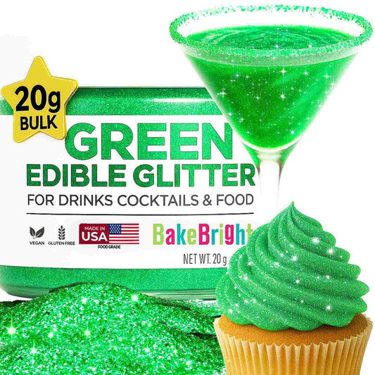 Bulk 20g Light Green Edible Glitter for Drinks | Premium Edible Glitter for Cakes, Cocktails, Light Green Cake Decorating Decorations Food Grade, Vegan, Kosher, Halal, Gluten Free - Made in USA