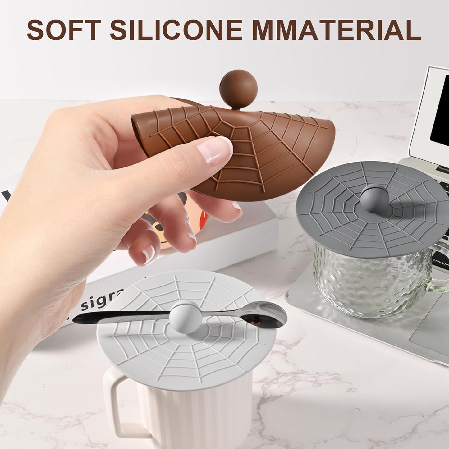 Silicone Cup Covers (Set of 3) ， Multicolored Silicone Lids for Mugs, Cups, Tea Pots,Flexible Mug Covers，Hot Cup Lids for Coffee & Tea