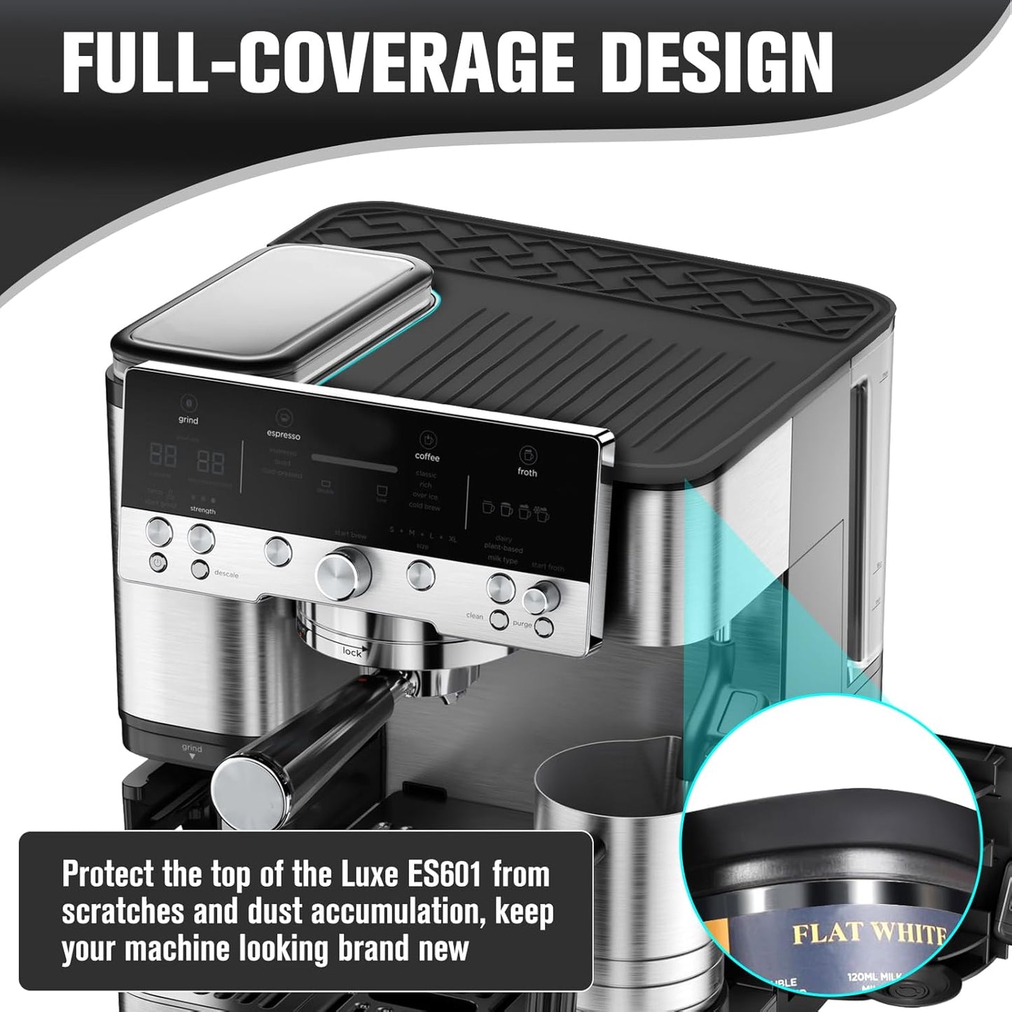 Espresso Coffee Machine Top Mat for Ninja Luxe Cafe ES601, Protect the top from scratches, Anti-Slip, Waterproof, Heat-Resistant - Food Grade Silicone Coffee Top Mat for Ninja Luxe Cafe Accessories