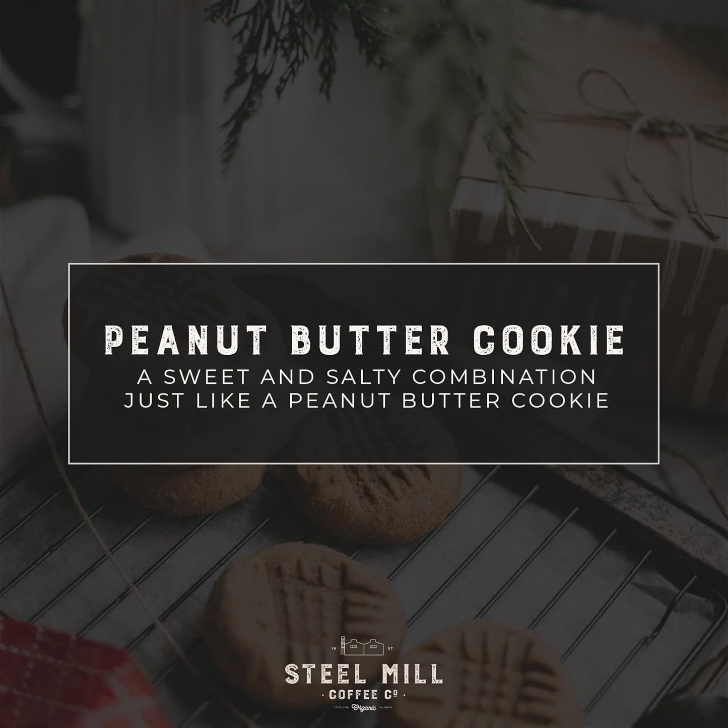 Steel Mill Coffee Co. Peanut Butter Cookie Flavored Coffee - Ground Coffee, Regular, Medium Roast, 100% Arabica Beans, Vegan, Gluten-Free, Sugar-Free, 12 oz Bag